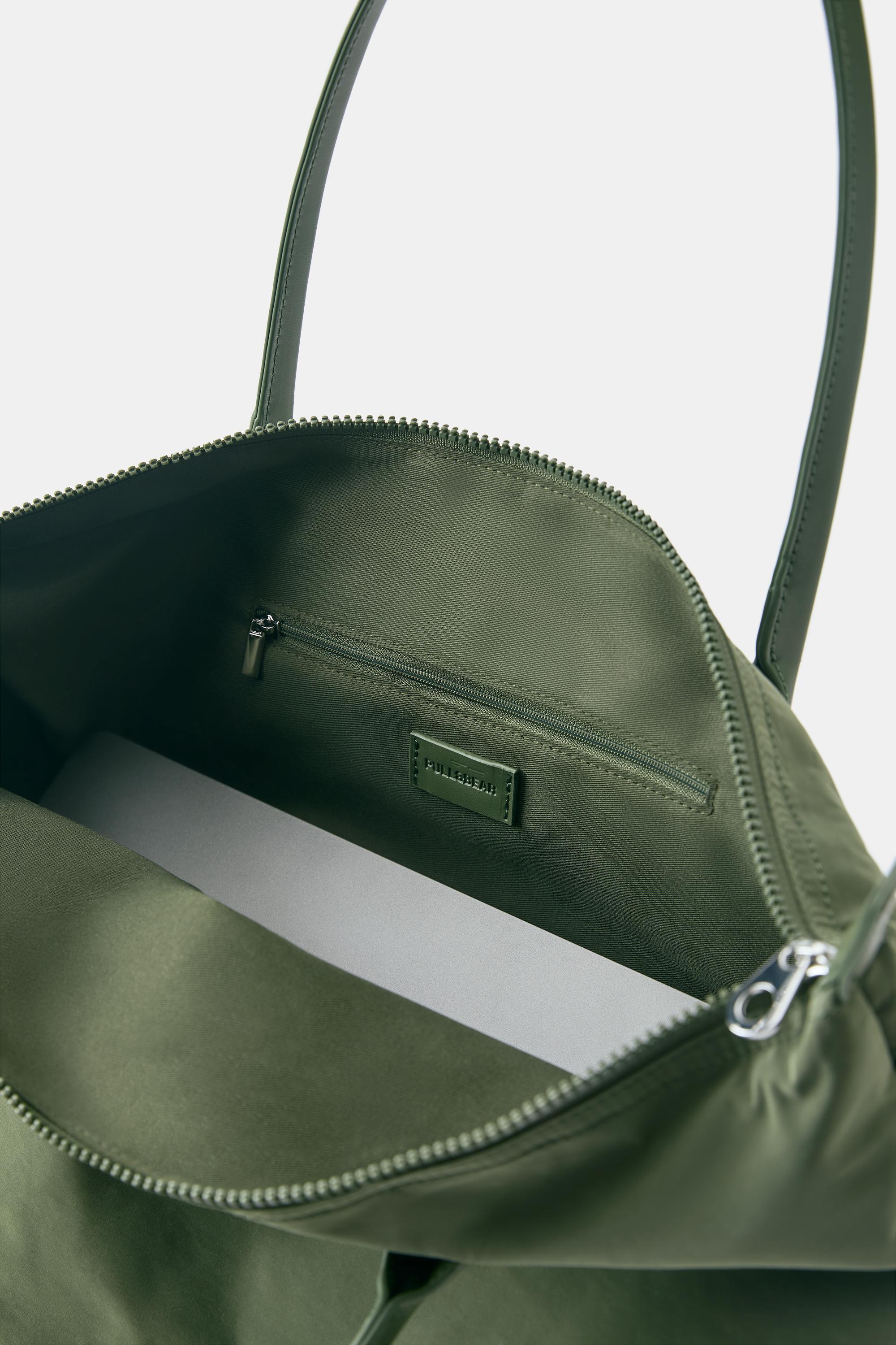 Embellished nylon tote bag — Khaki