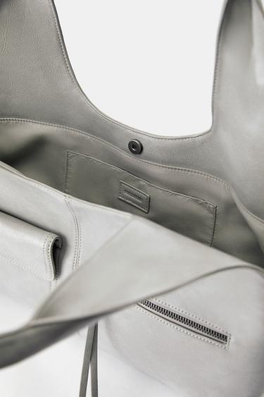 Distressed suede shopper bag — Grey 5