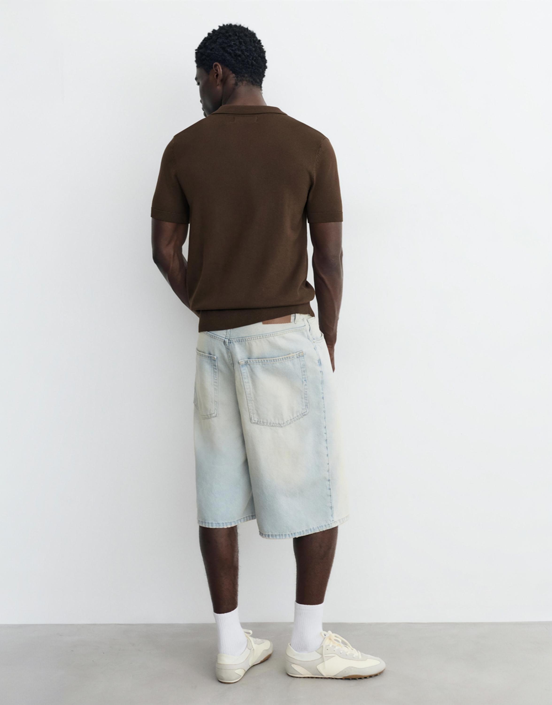 Short sleeve knit polo shirt — Chocolate