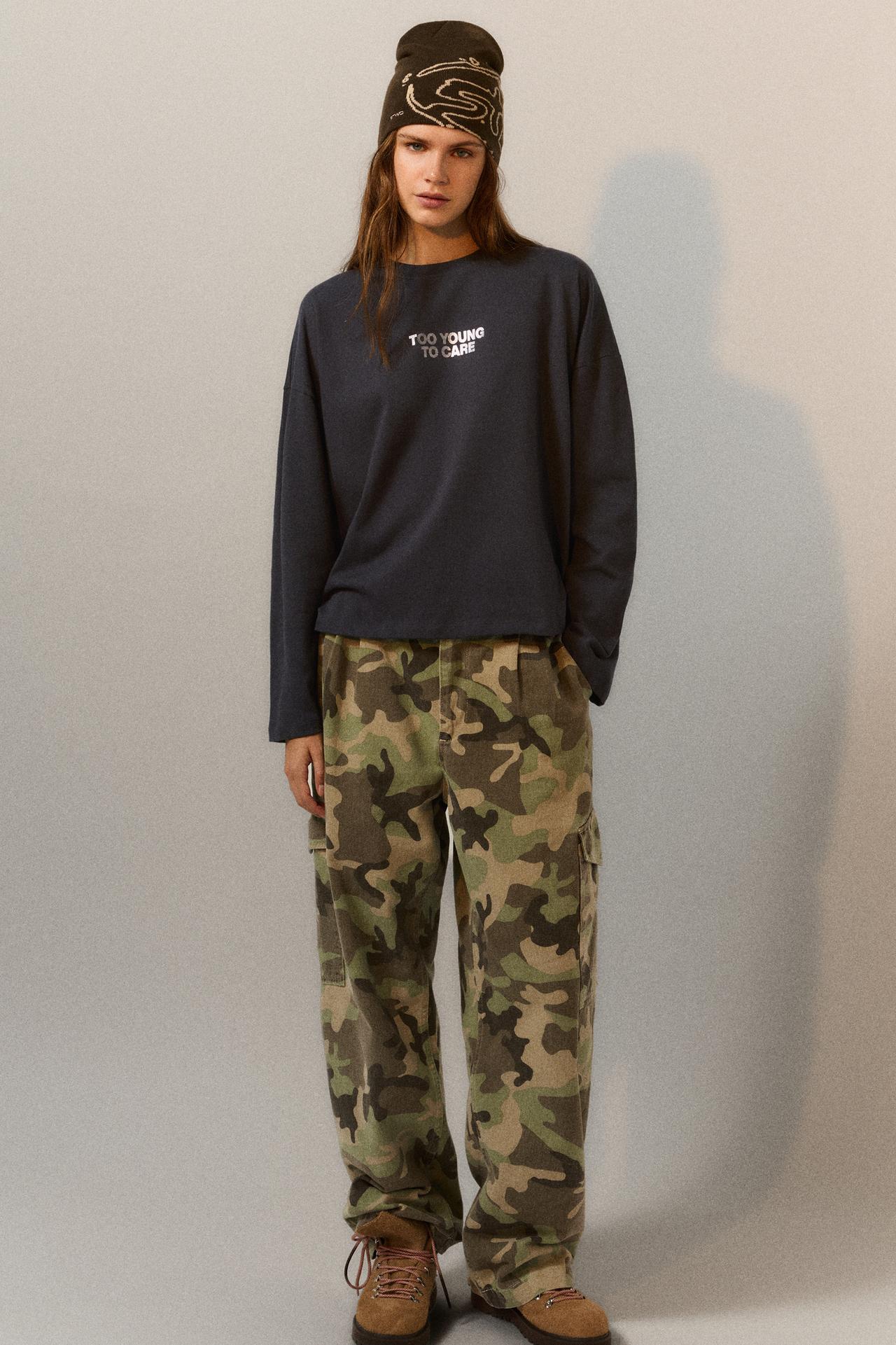 Metallic slogan T-shirt — Dark grey
