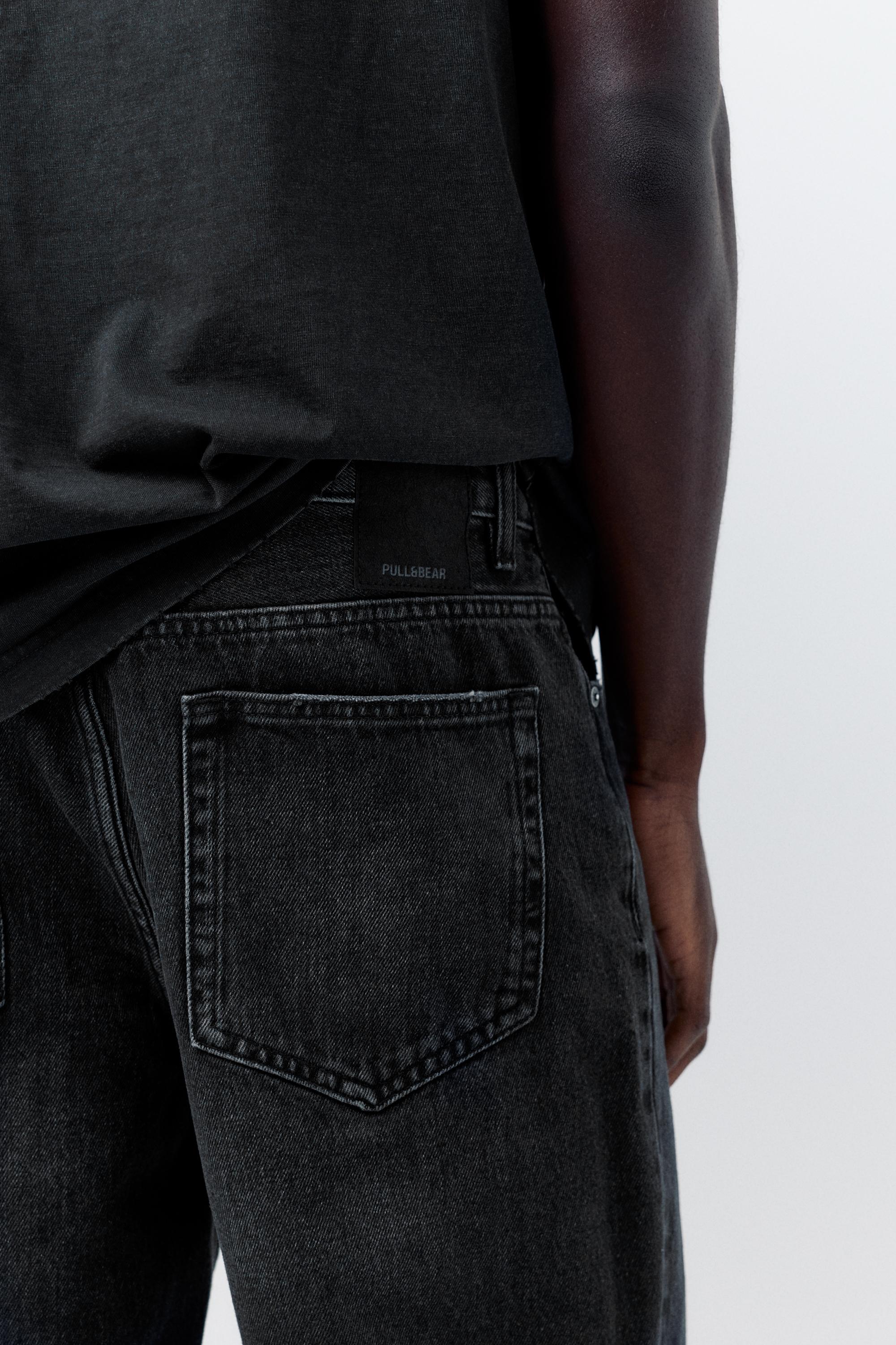 Standard denim Bermuda shorts — Faded black
