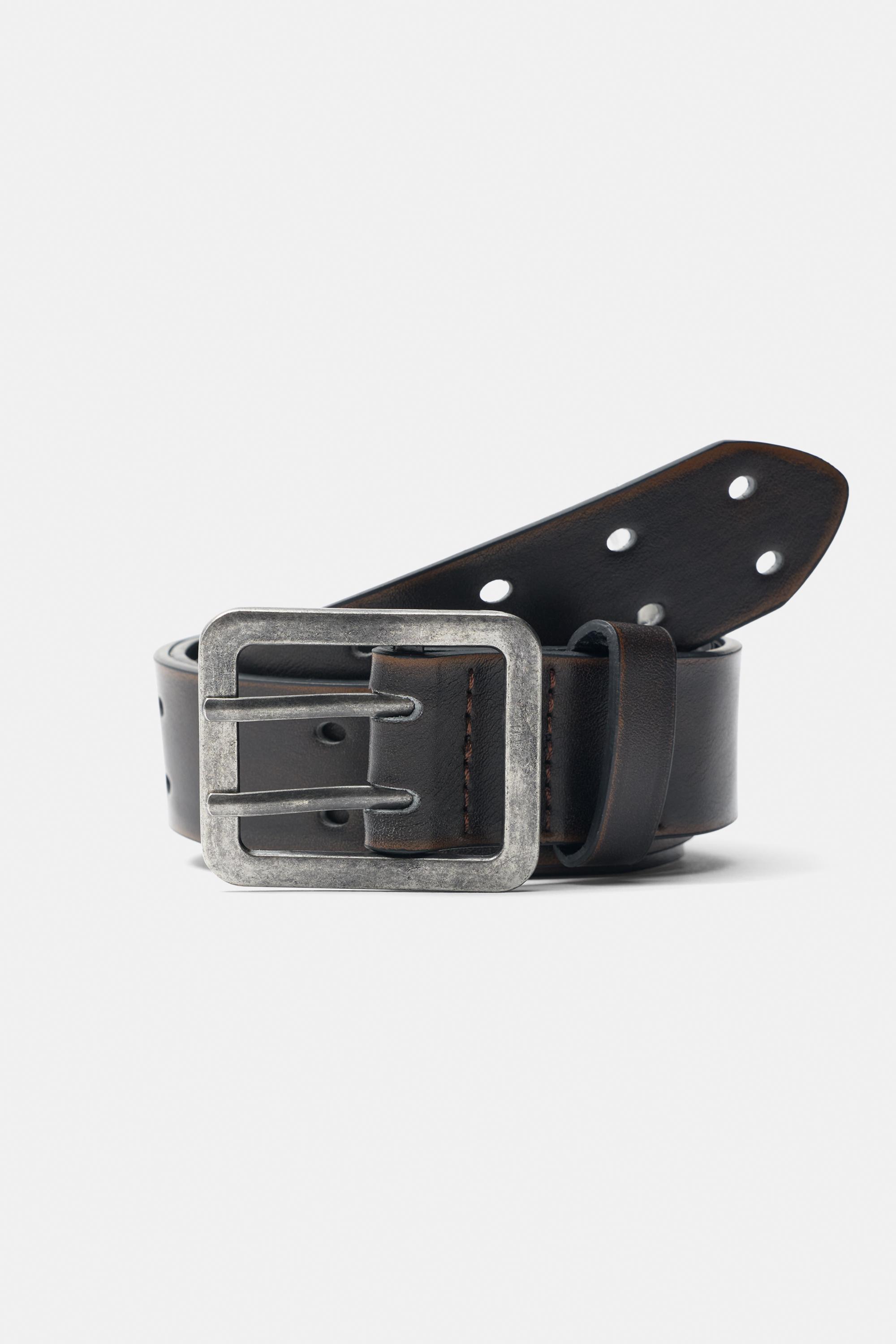 Leather effect belt — Brown
