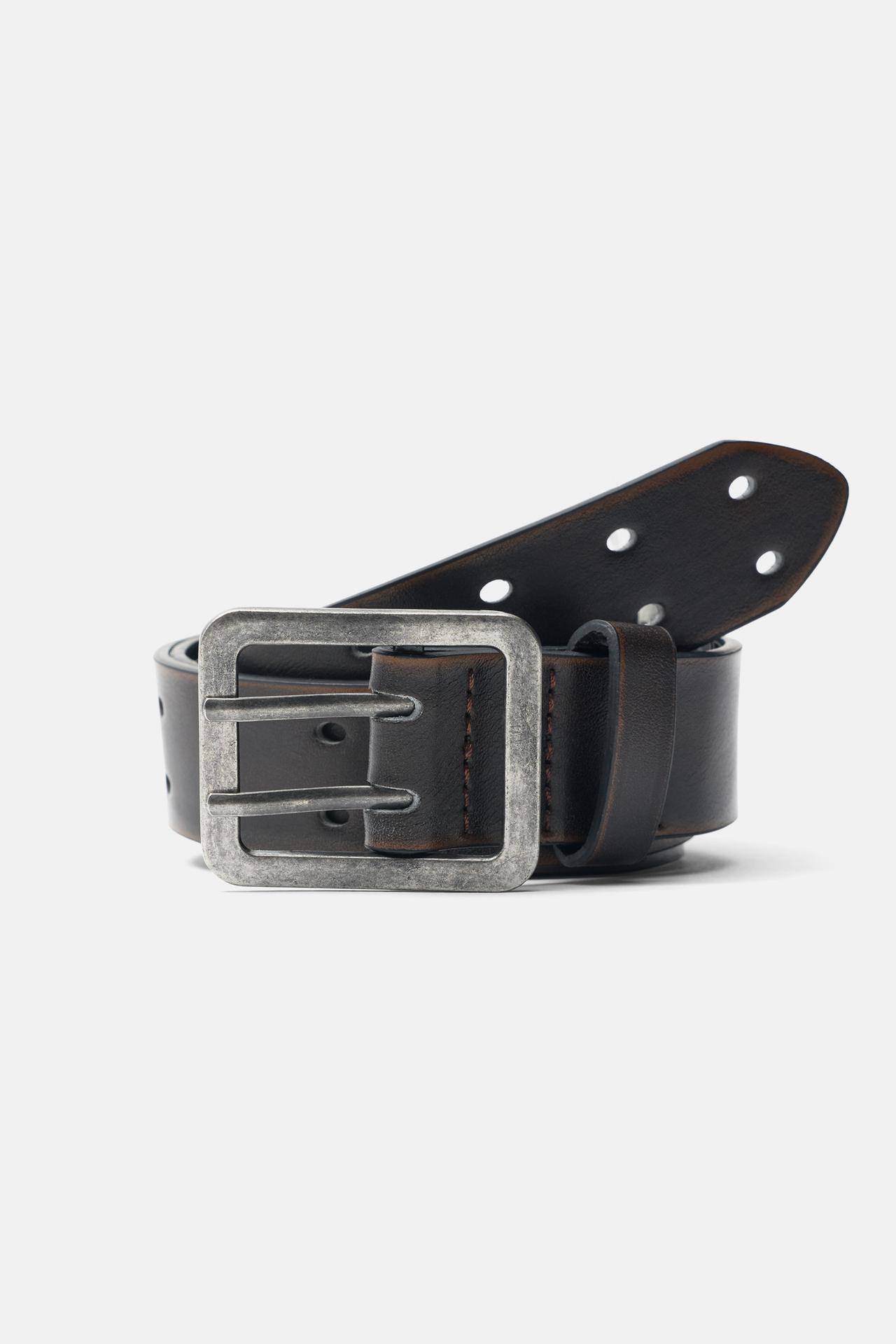 Leather effect belt — Brown