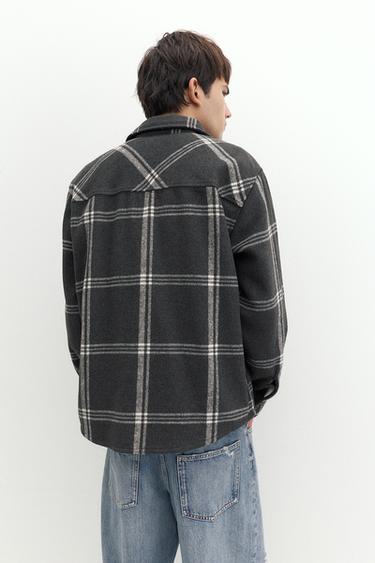 Checked long sleeve overshirt — Black 3