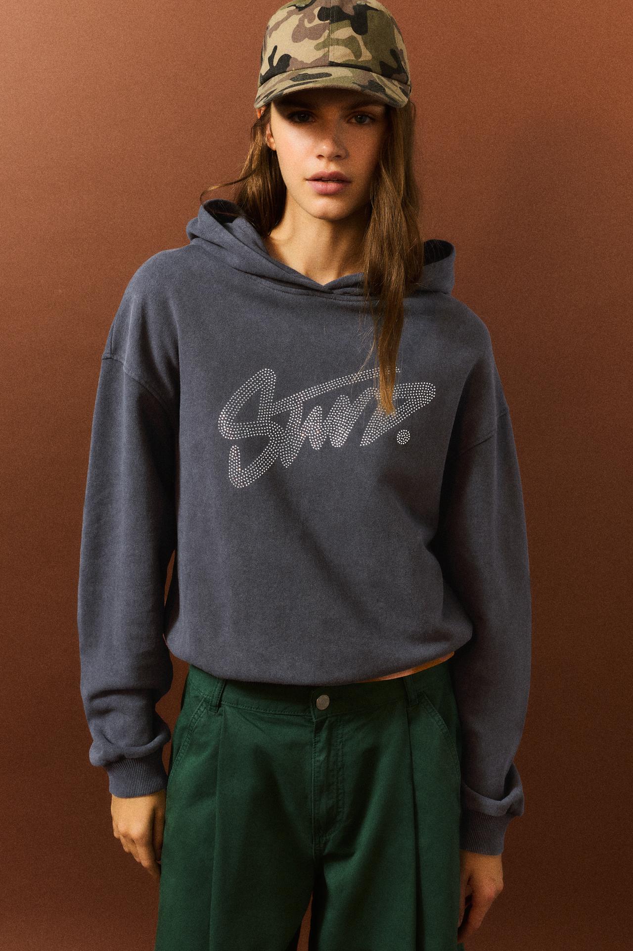 STWD rhinestone graphic sweatshirt — Anthracite grey