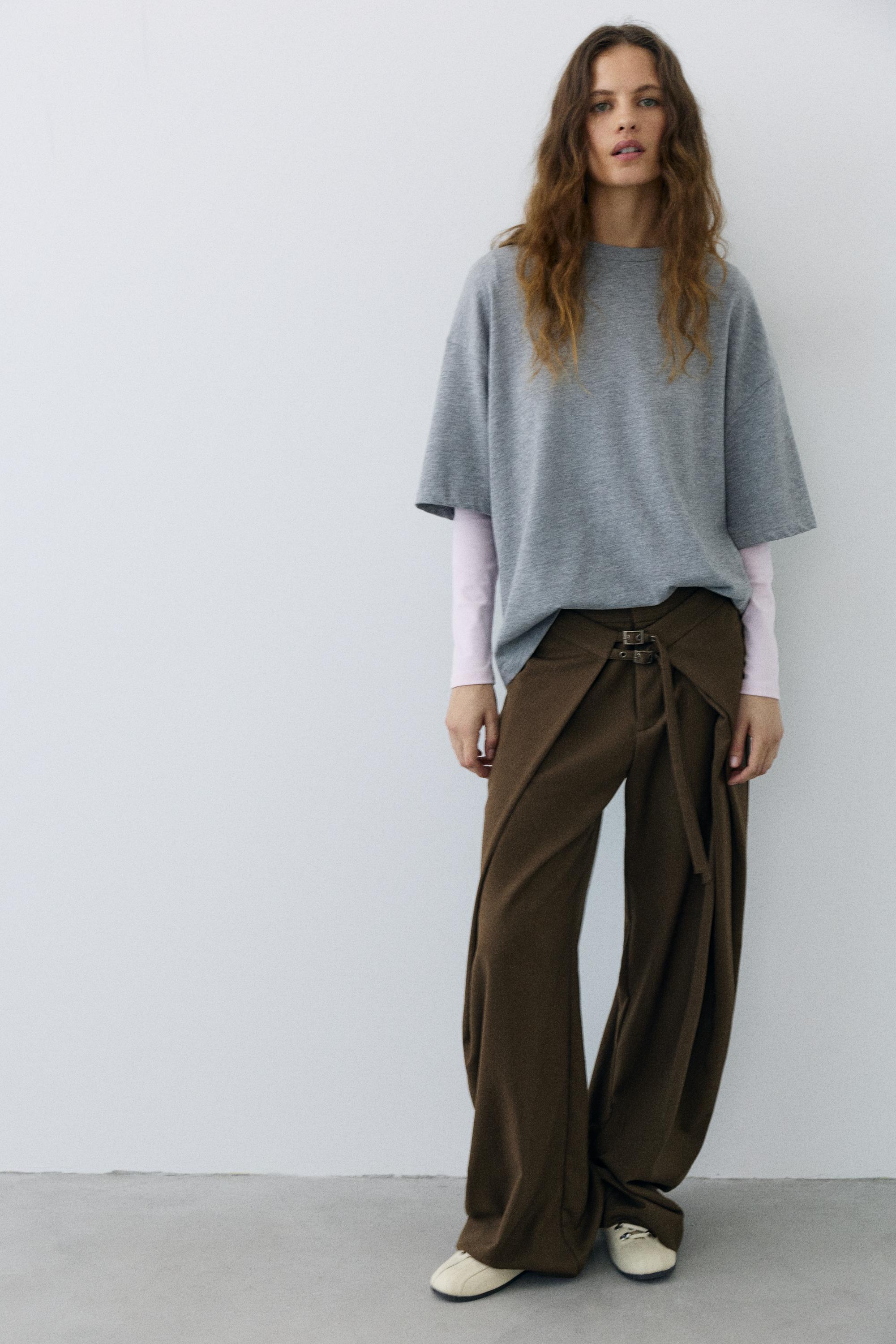 Darted buckled smart trousers — Brown