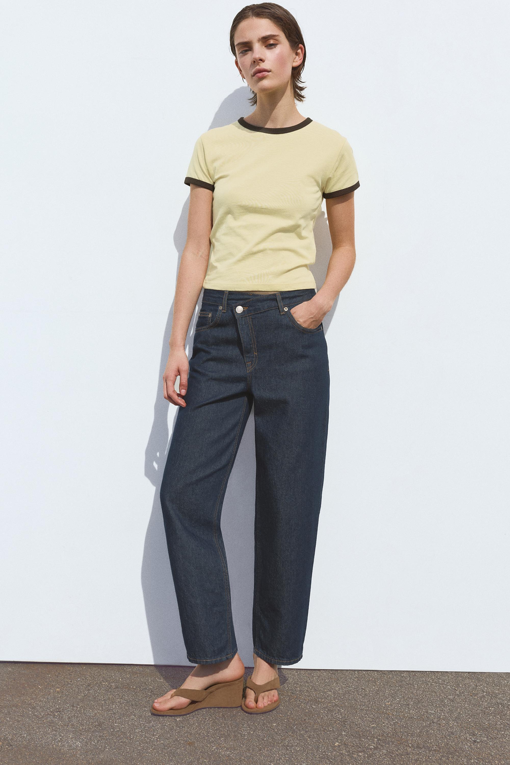 Short sleeve ribbed T-shirt — Yellow