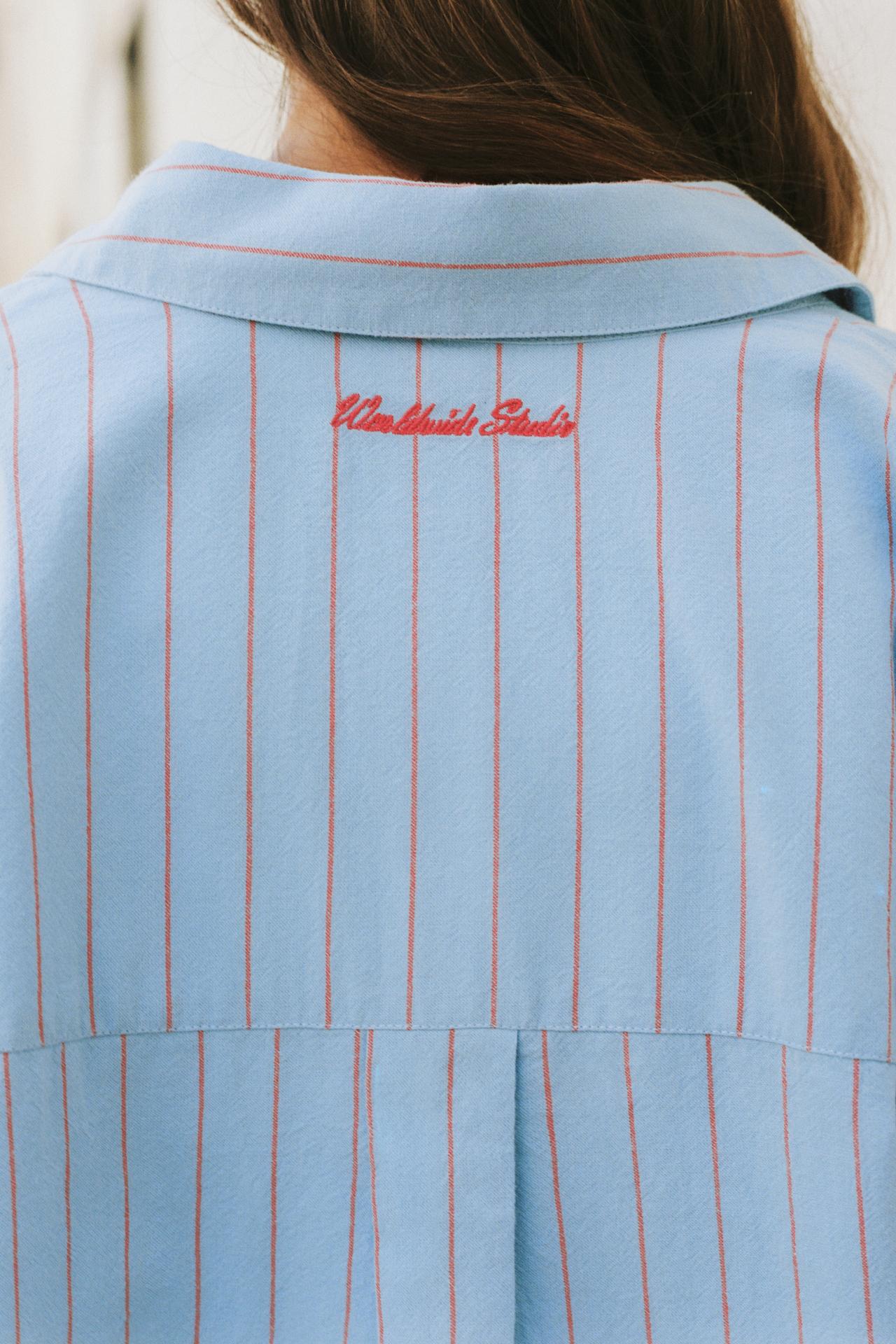 Sky blue striped shirt — Faded blue