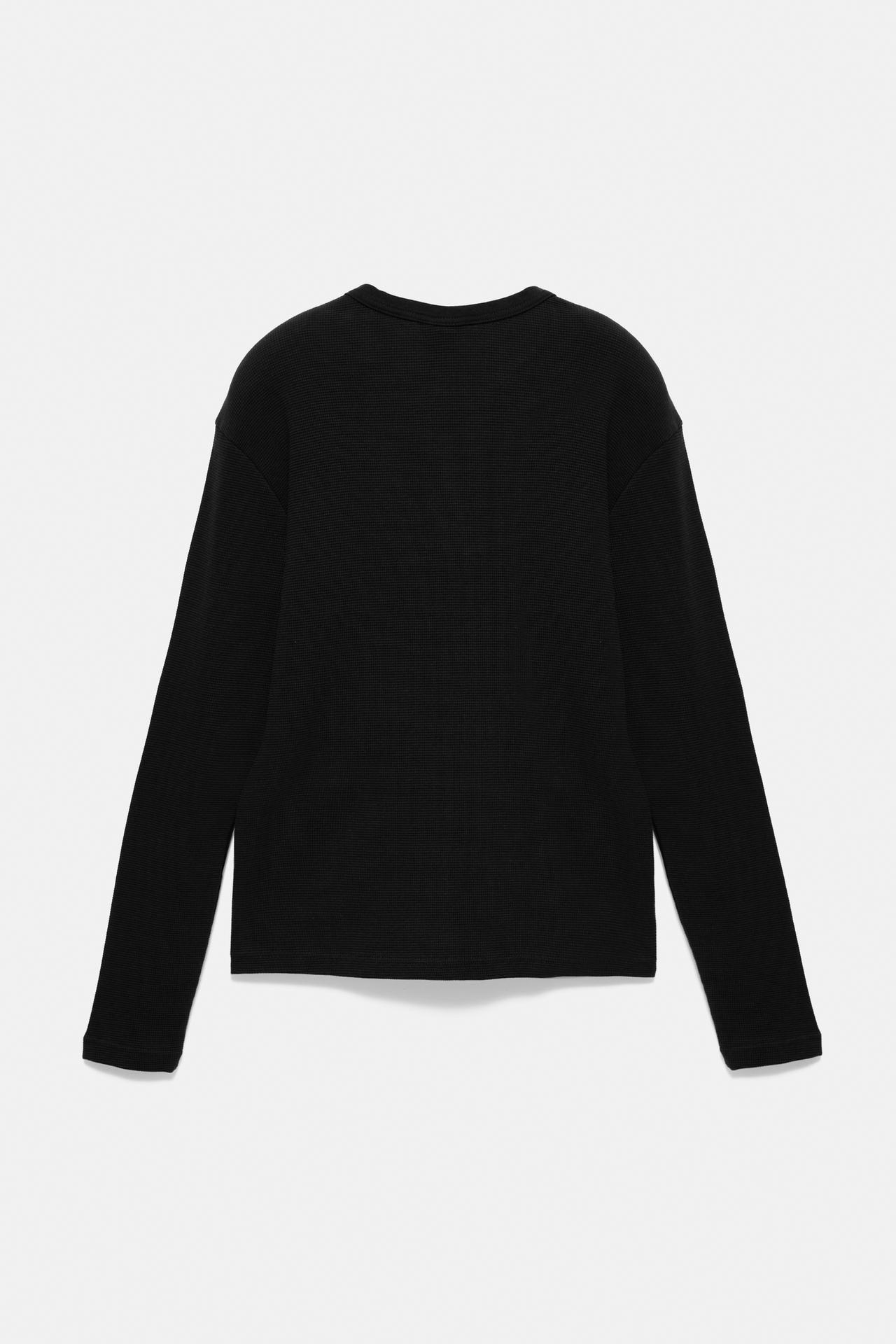 Long sleeve Henley T-shirt — Black