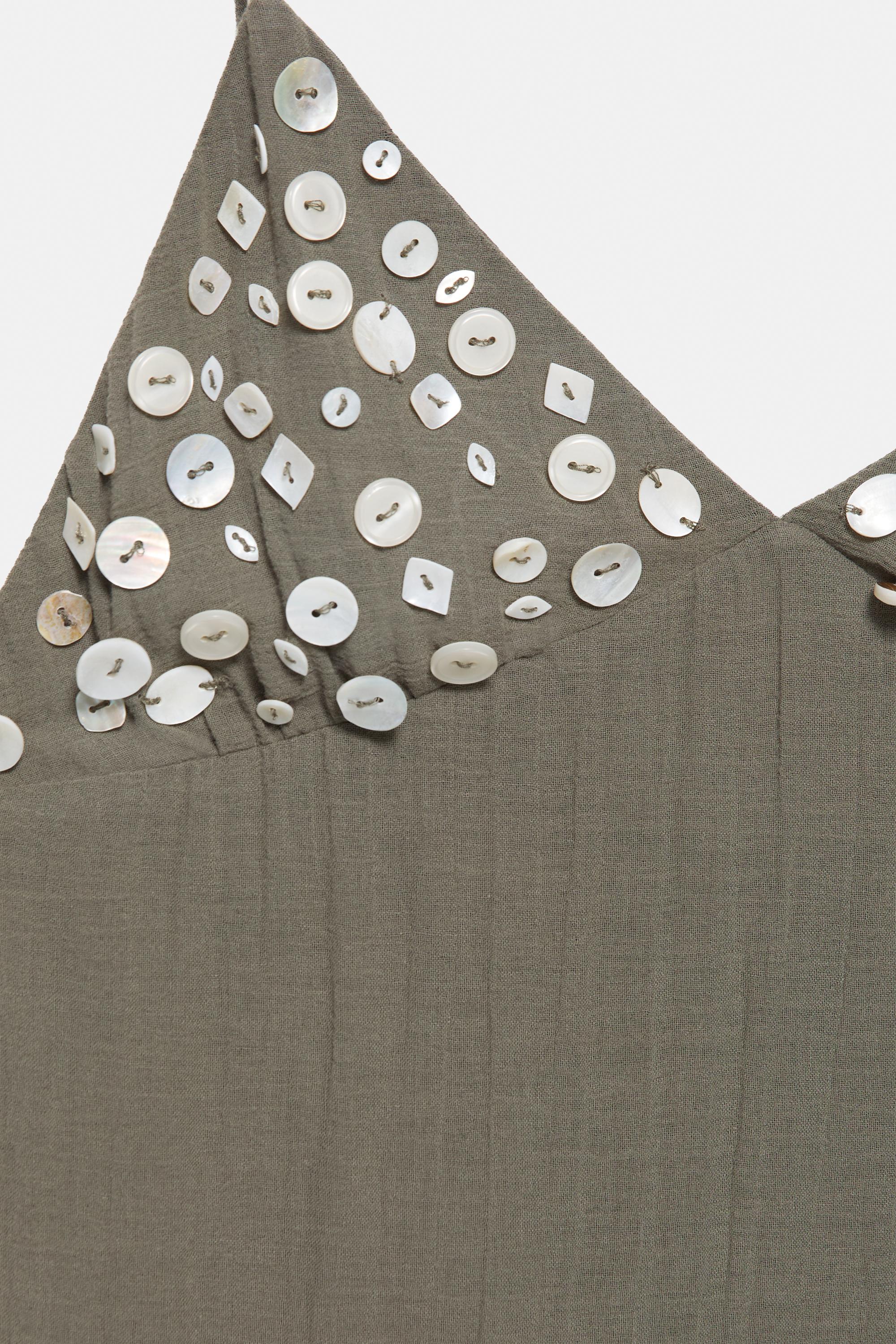 Short strappy button dress — Khaki