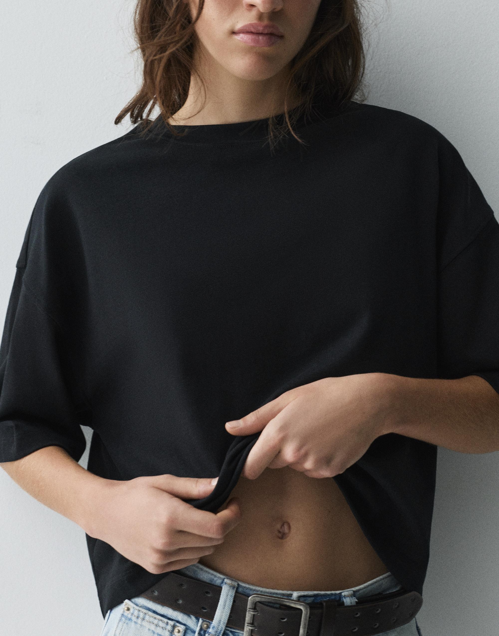 Boxy fit short sleeve T-shirt — Black