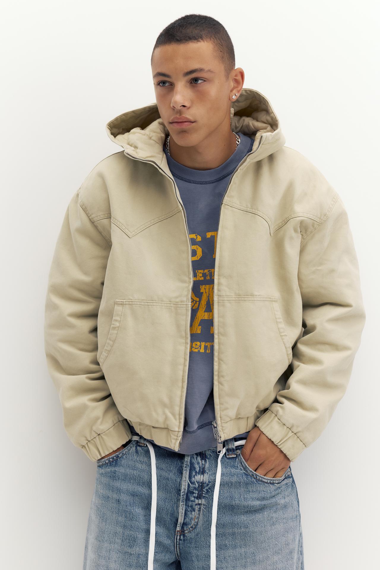 Hooded bomber jacket — Sand