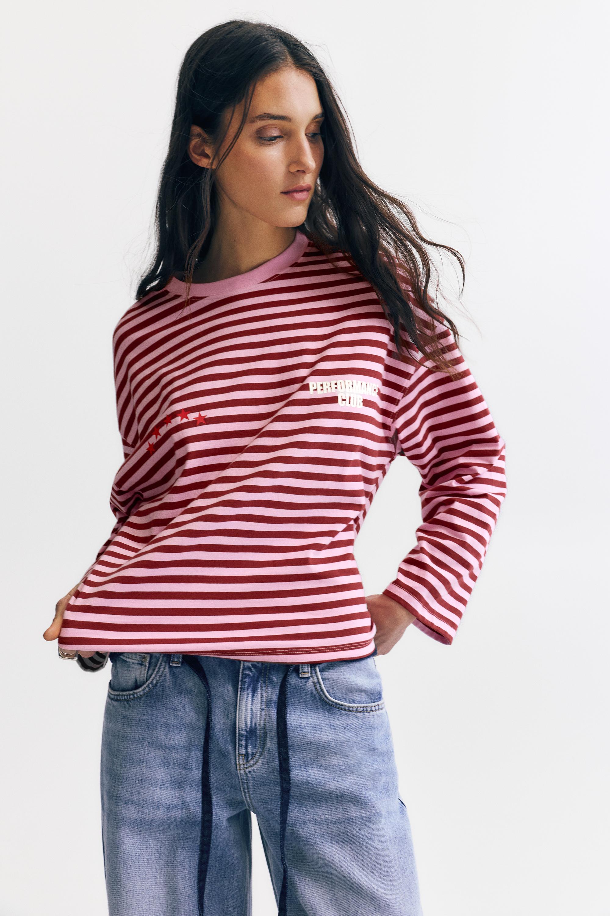 Çizgili, yıldızlı ve yazılı tişört - Görsel 17