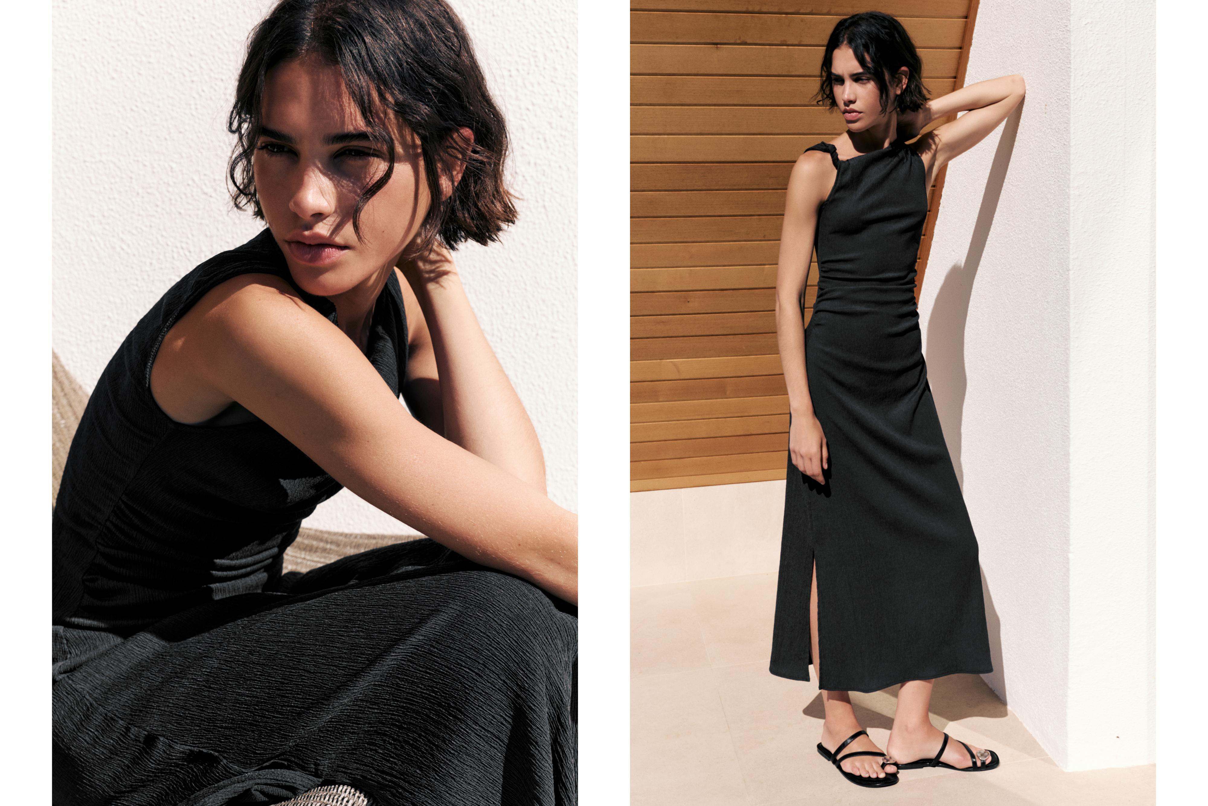 Gathered knot midi dress — Anthracite grey