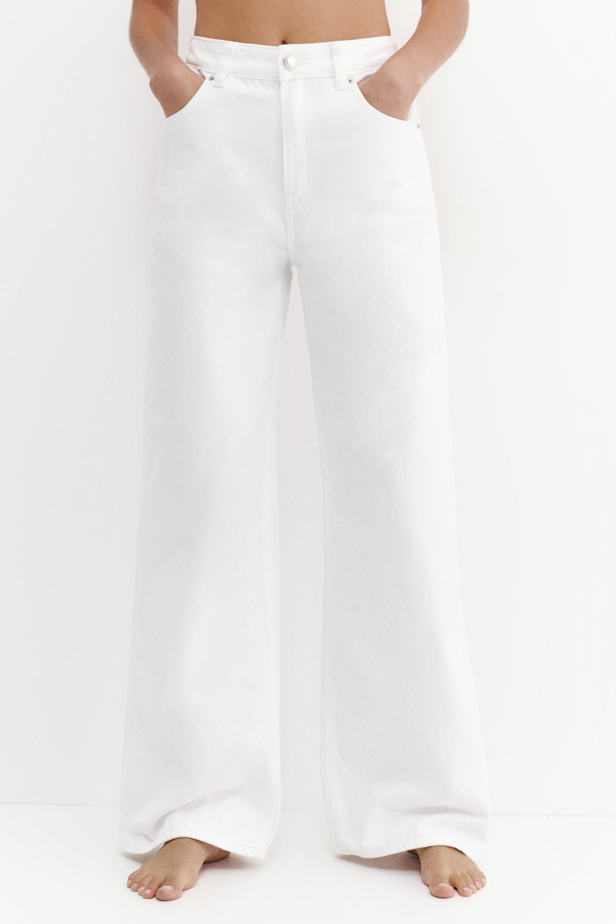 High-waist wide-leg jeans — White-t