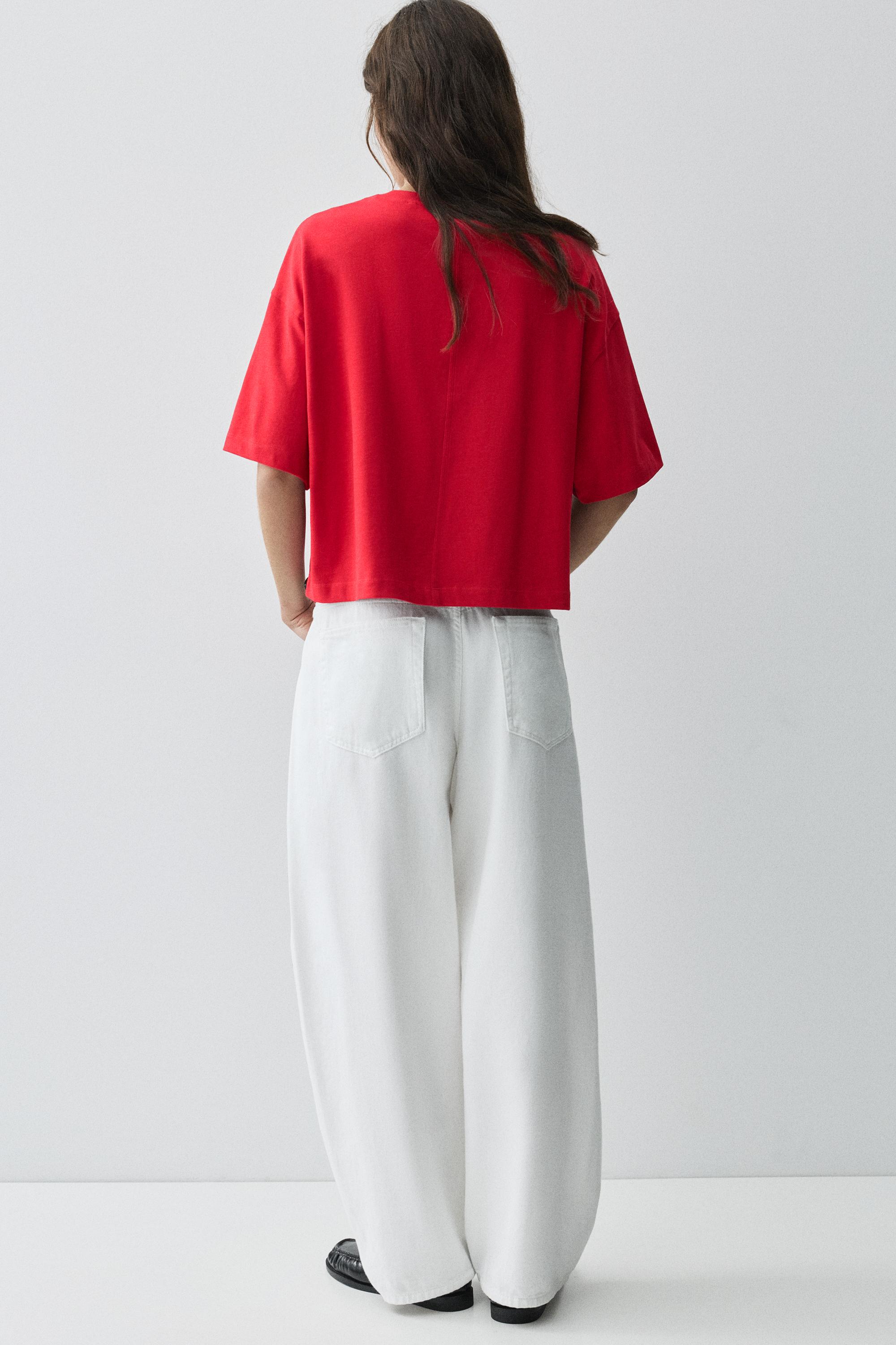 Boxy fit short sleeve T-shirt — Red