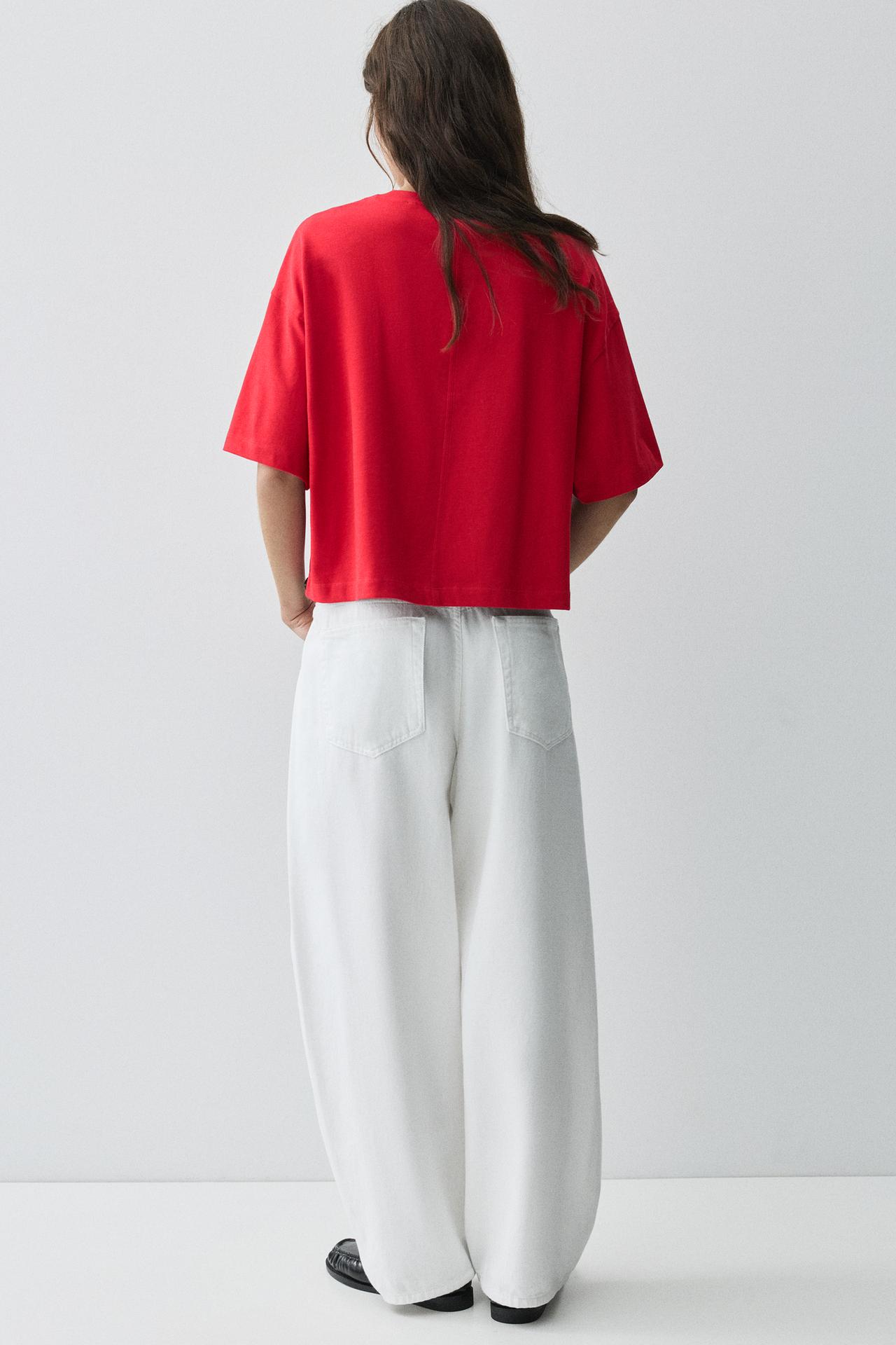 Boxy fit short sleeve T-shirt — Red