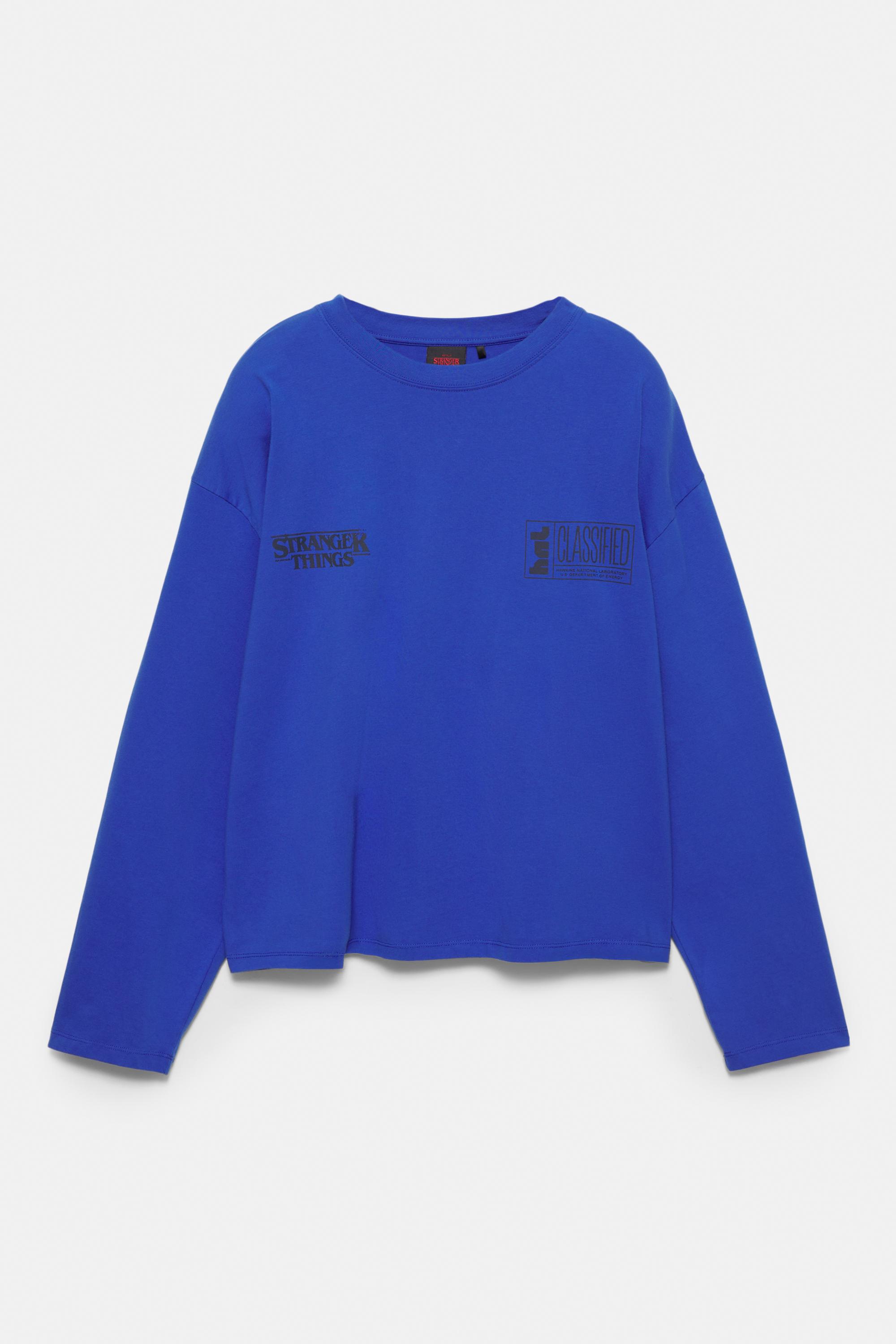 Mavi Stranger Things tişört - Görsel 4