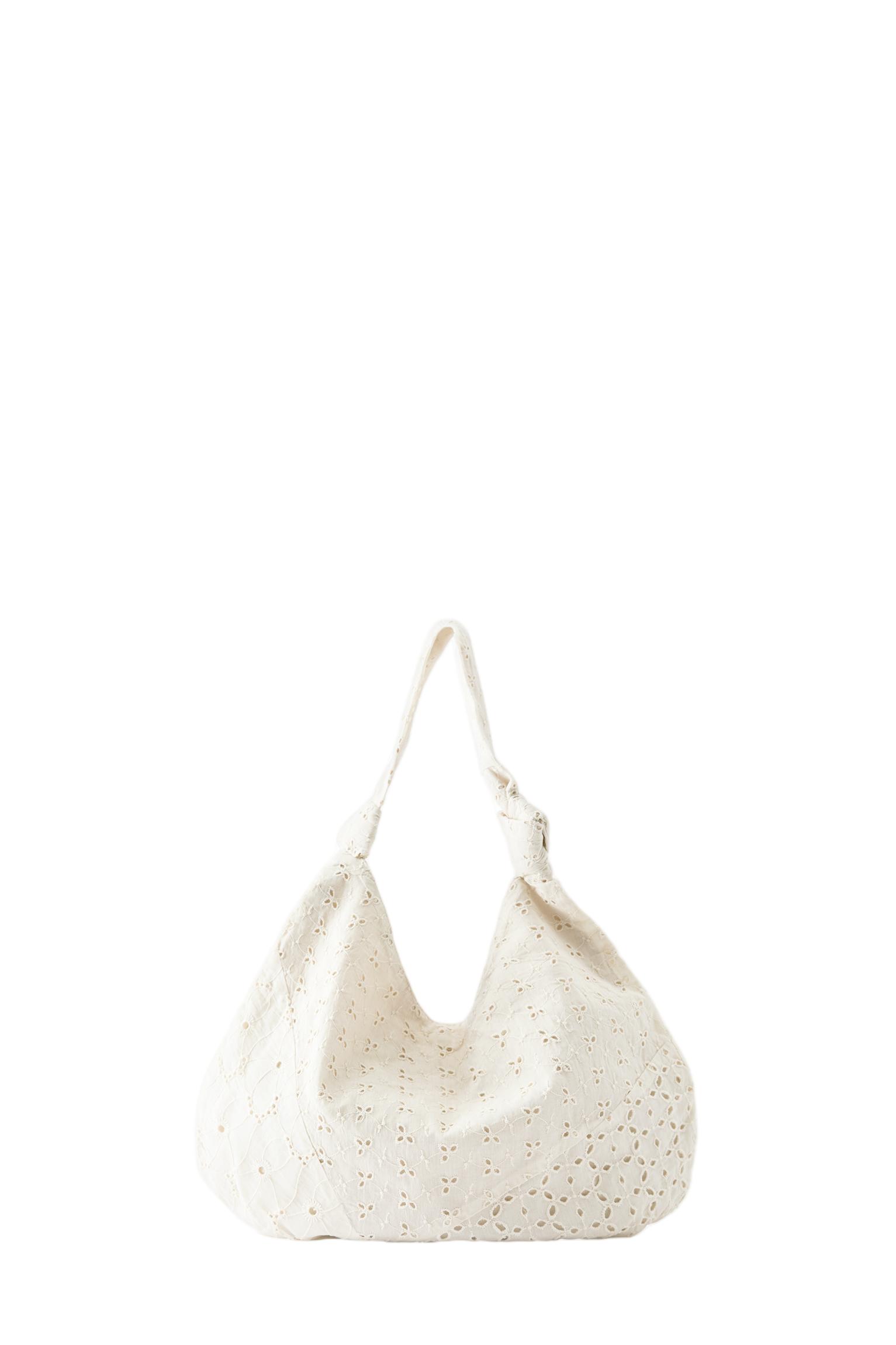 Embroidered tote bag — Ecru