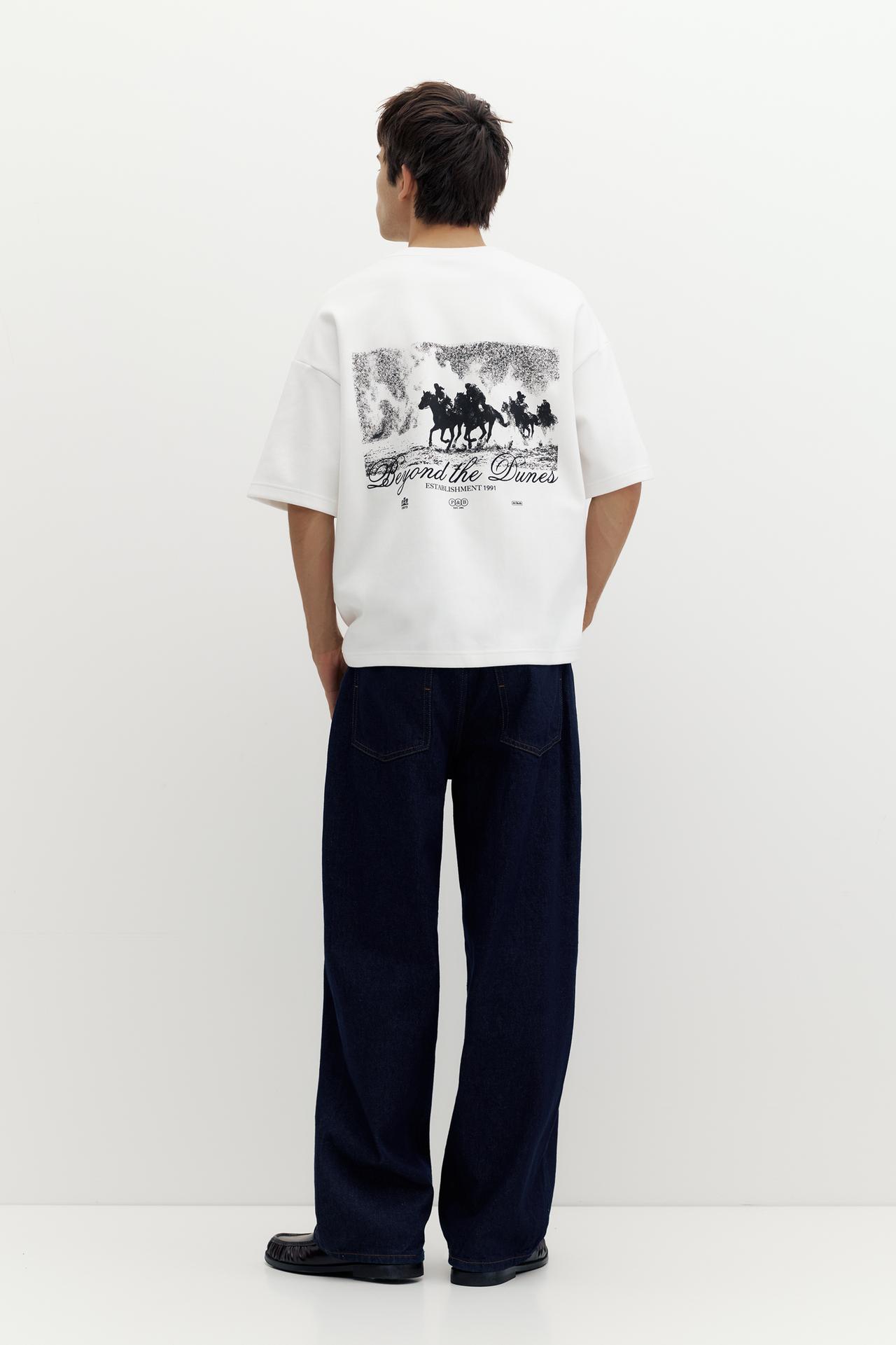 Short sleeve graphic sweatshirt — White