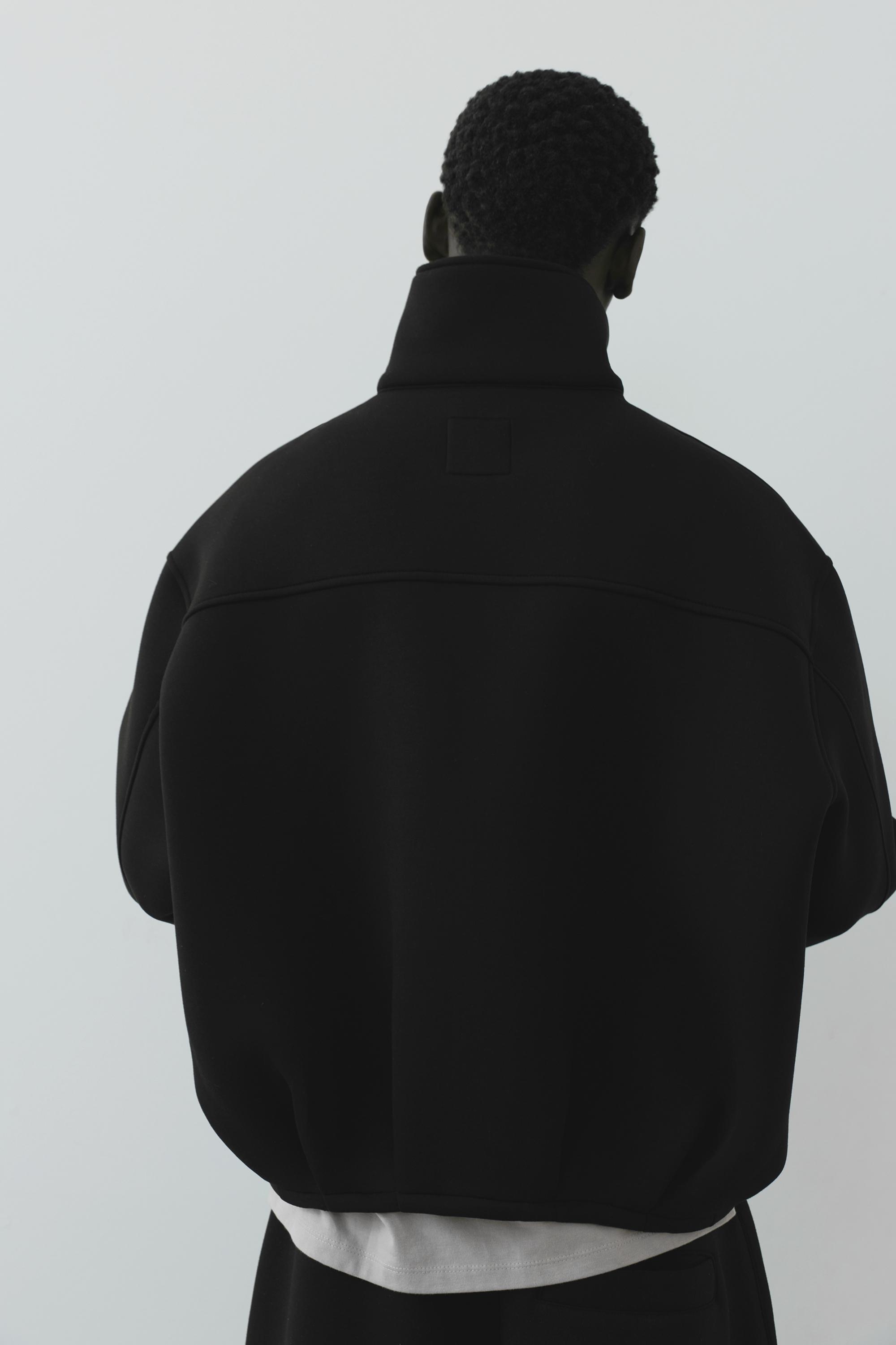 Neoprene-effect zip-up jacket — Black