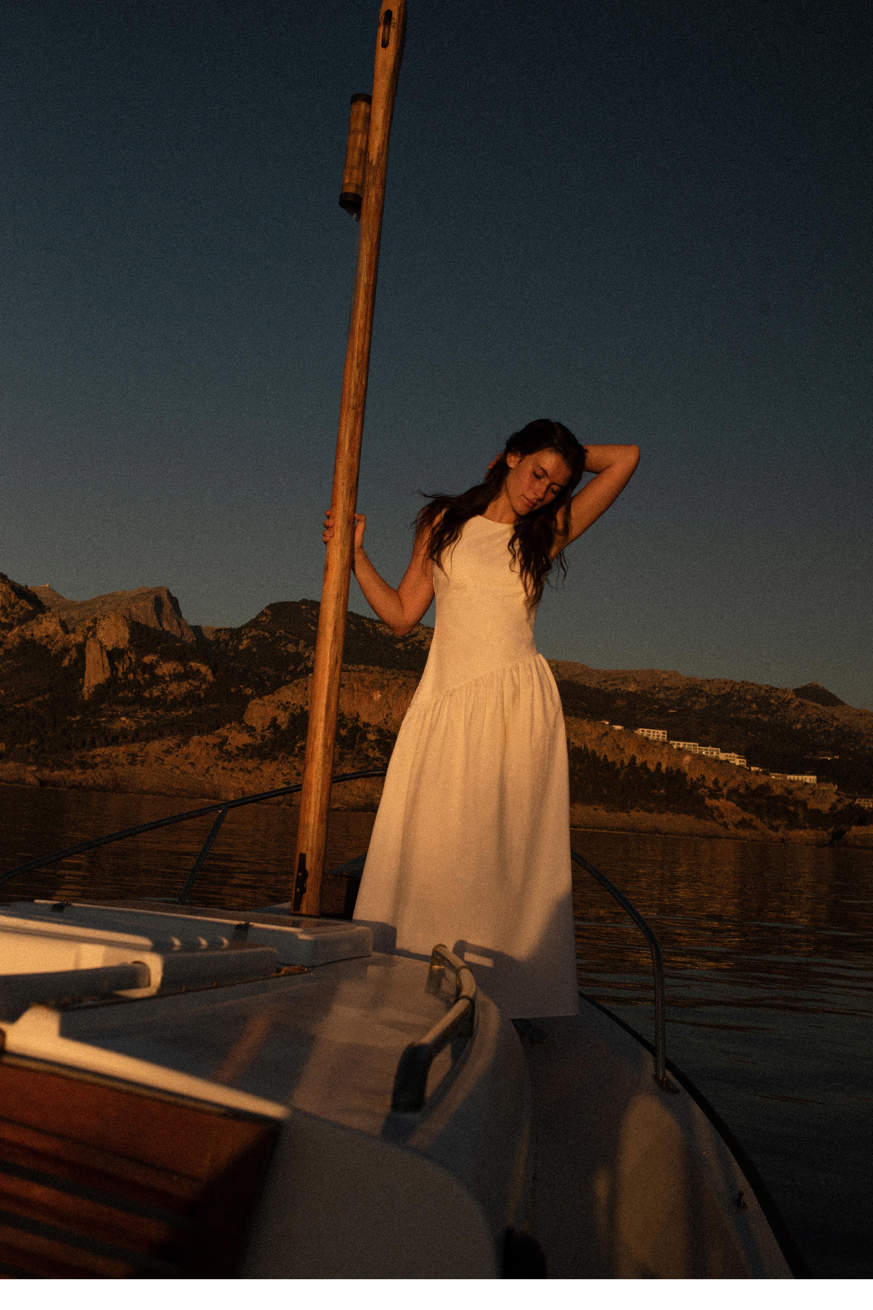 Poplin midi dress — White