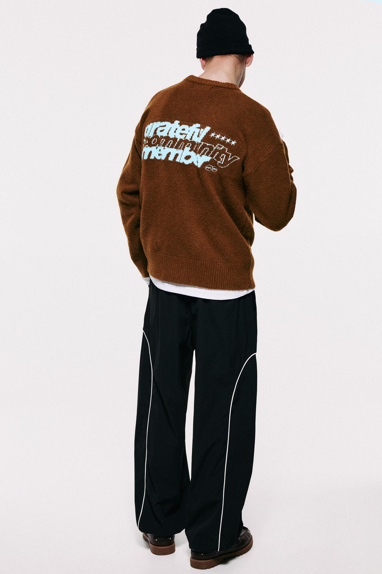 STWD embroidered knit jumper — Brown