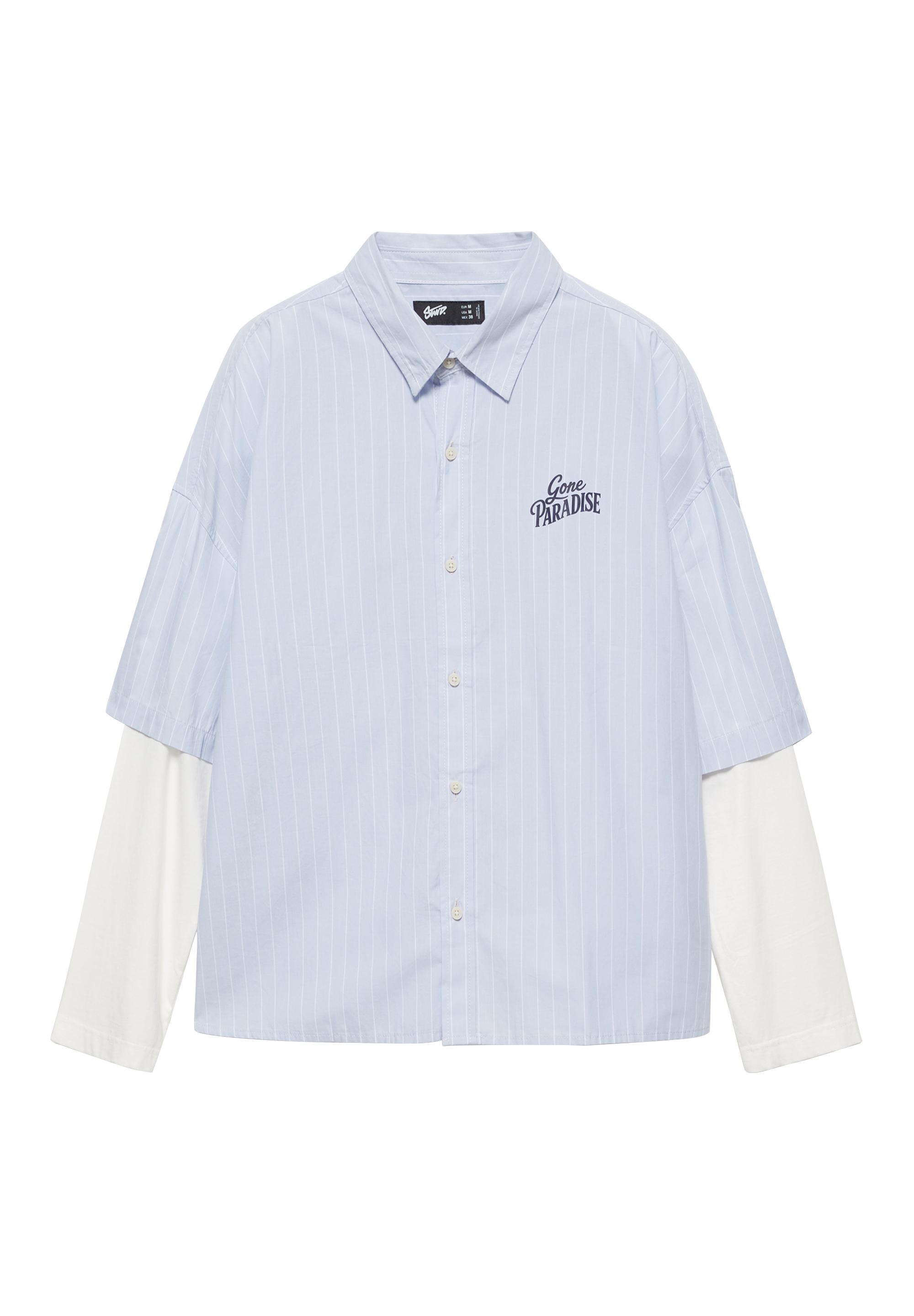Double sleeve graphic shirt — Pale blue