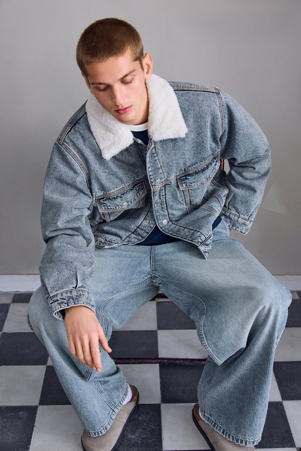 Giacca di jeans collo pelliccia PULL&BEAR - Main Image