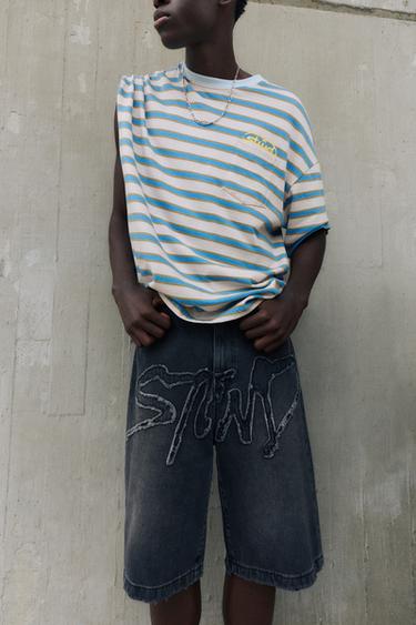STWD skater denim Bermuda shorts — Faded black 1