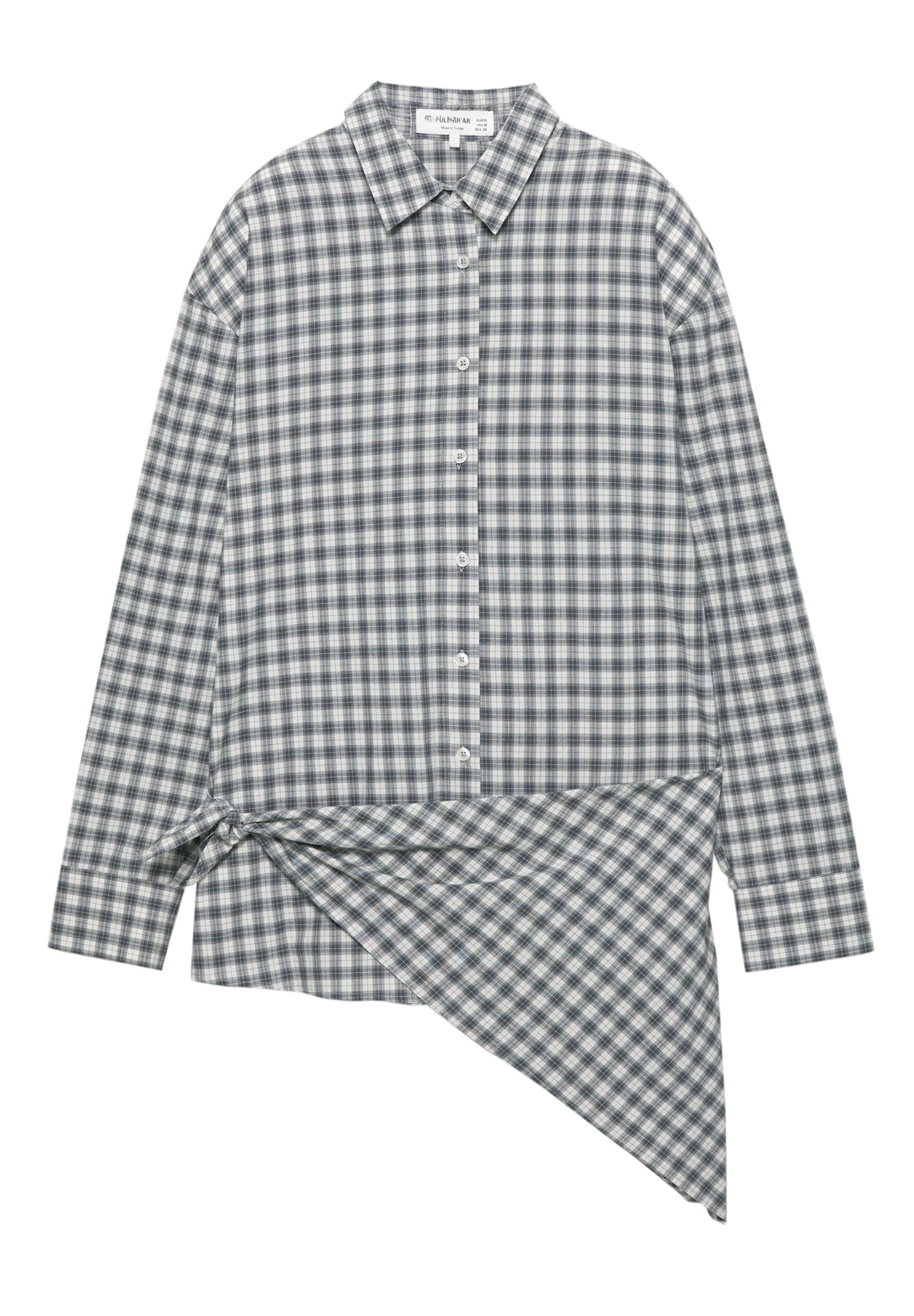 Çok konumlu bandana detaylı kareli gömlek