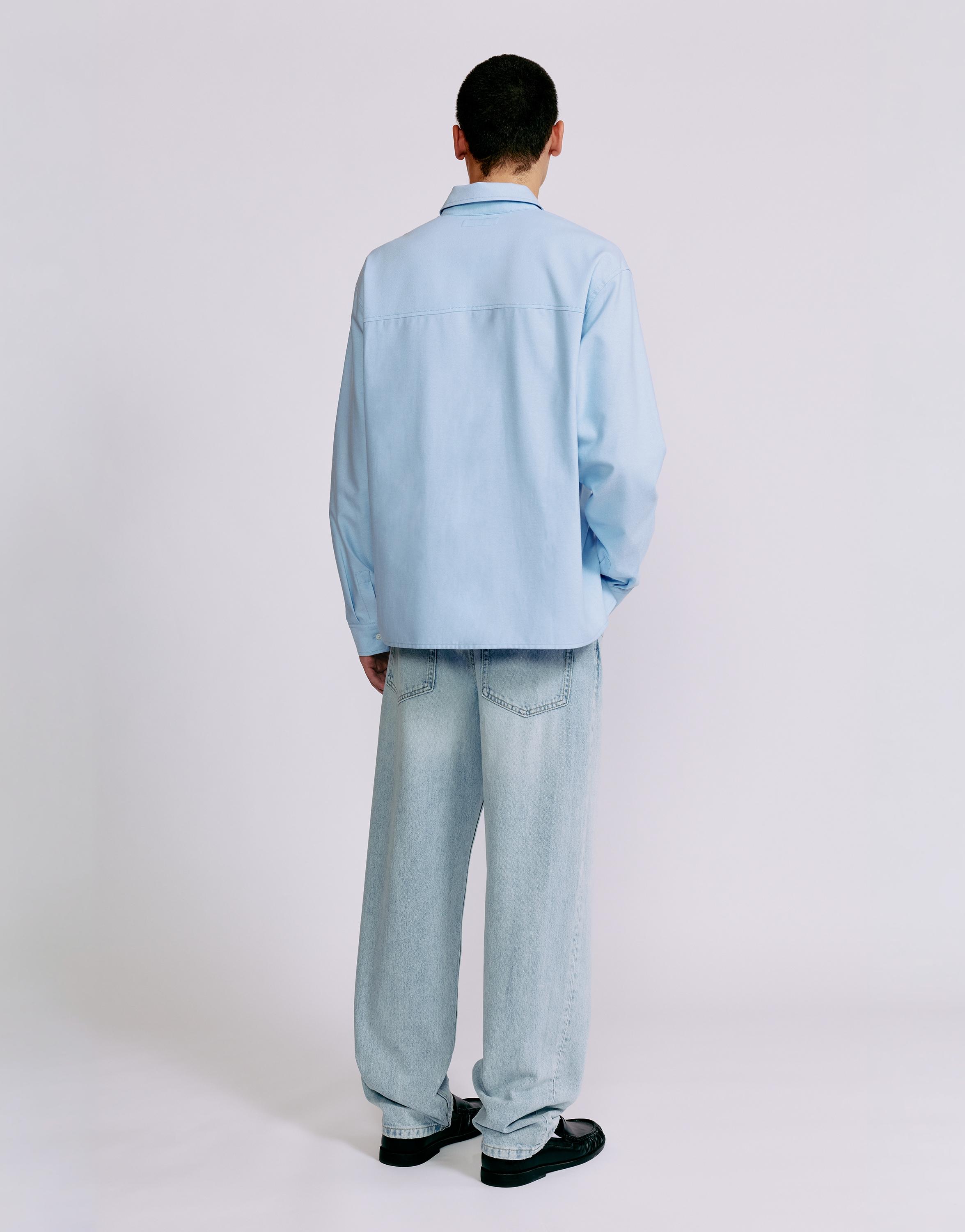 Embroidered long sleeve shirt — Pale blue