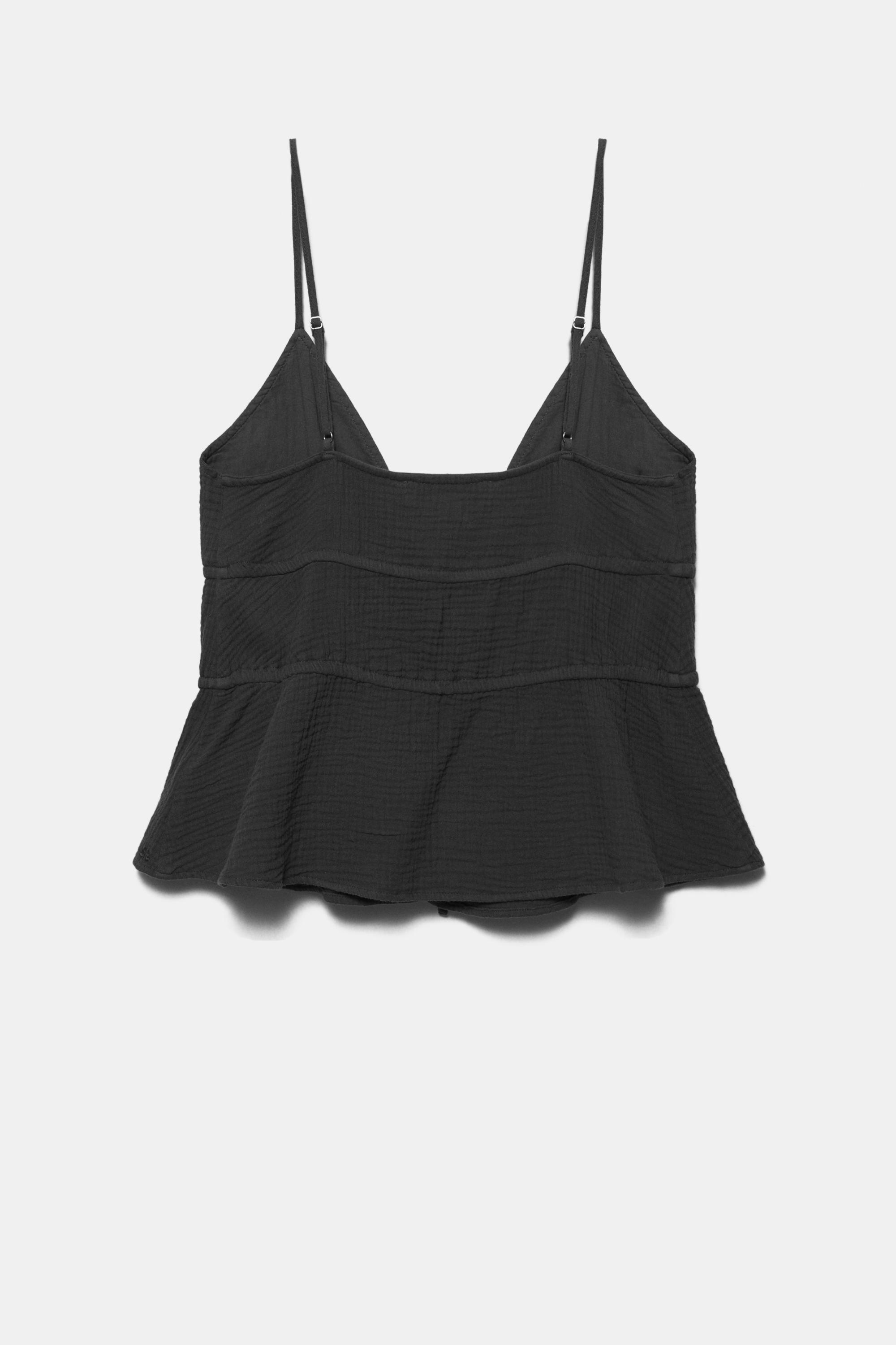 Crepe strappy top — Faded black
