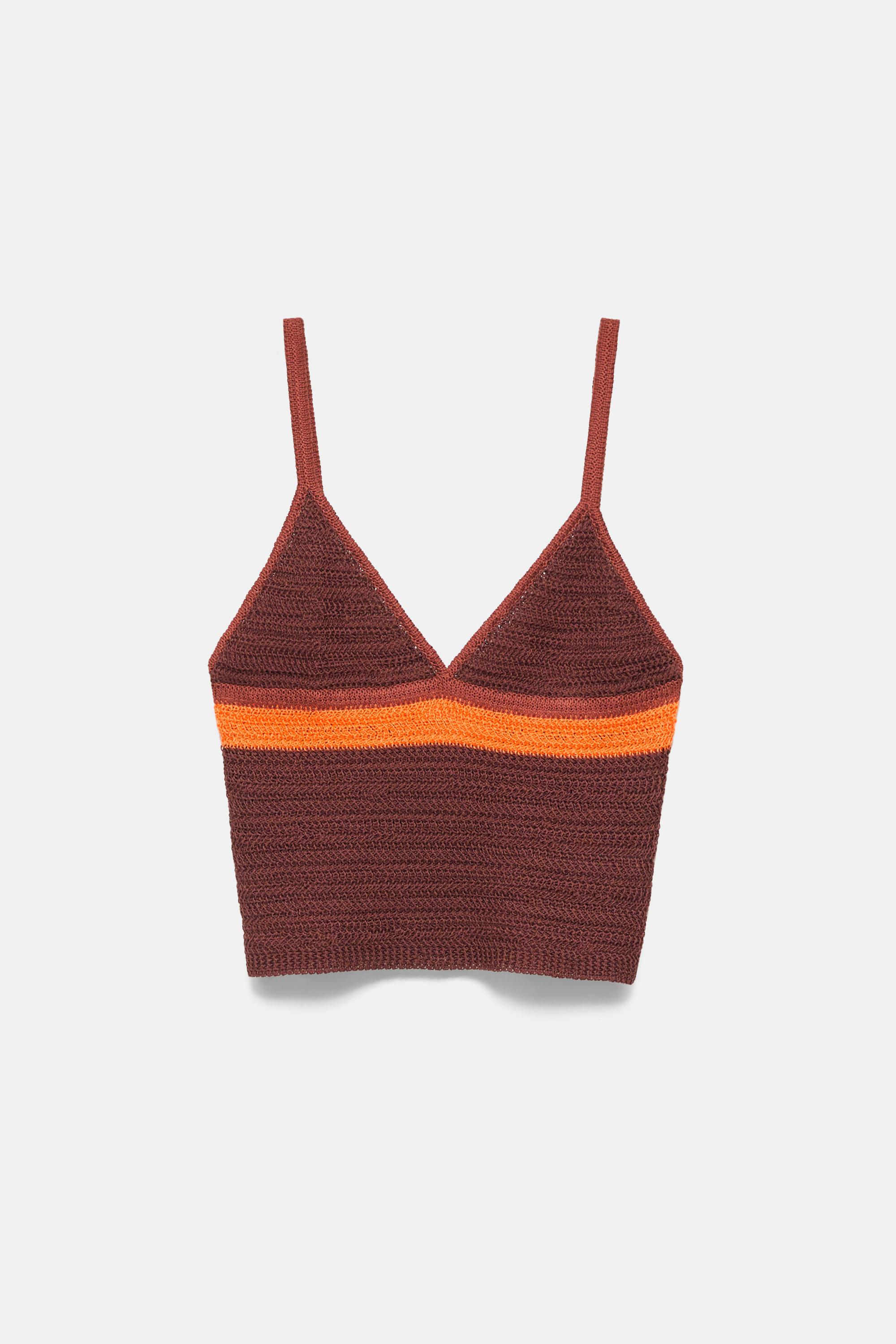 Crochet knit top — Brown