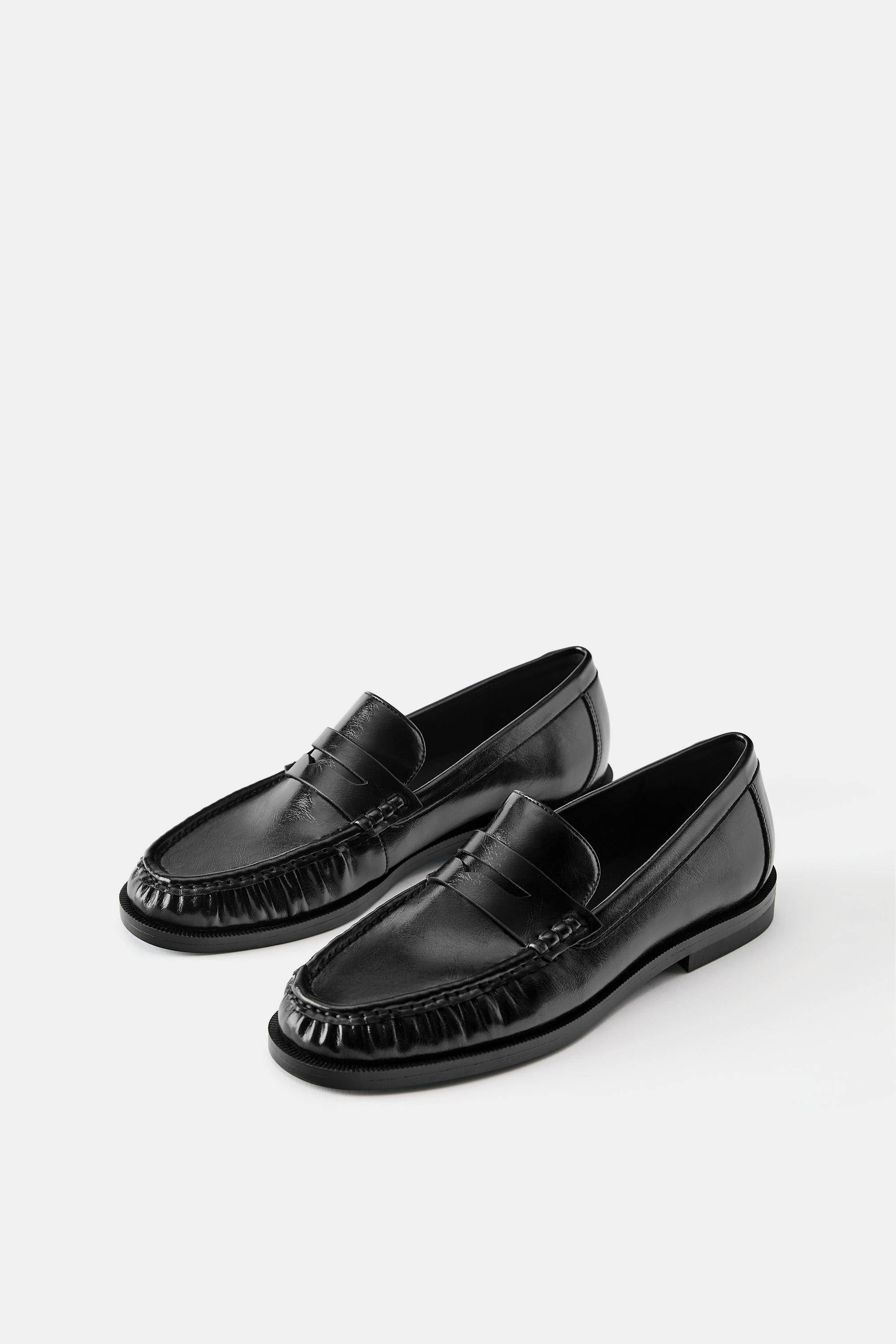 Ruched loafers — Black