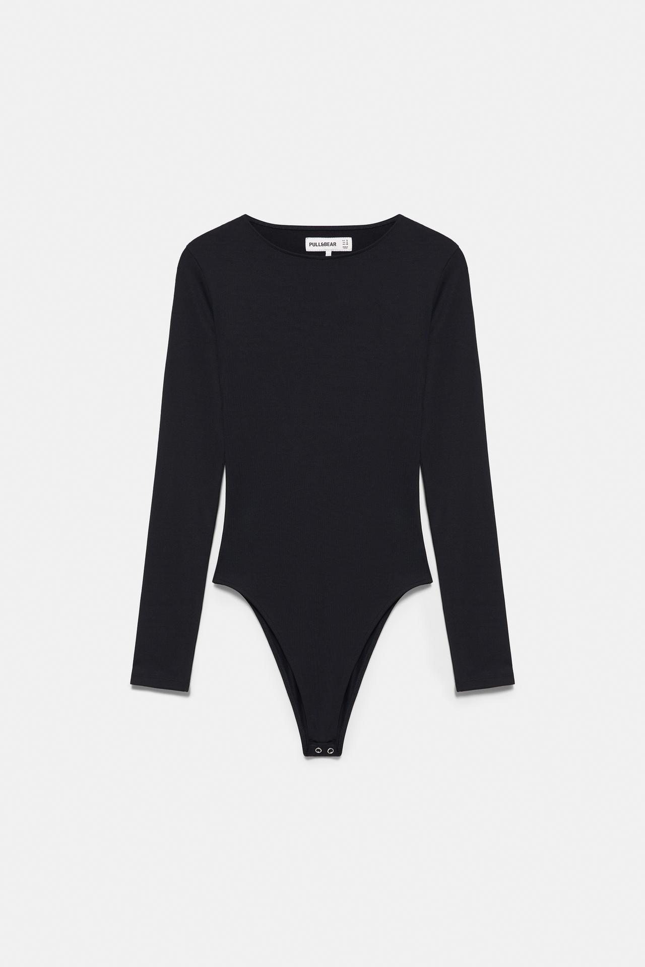 Long sleeve cut-out bodysuit — Black