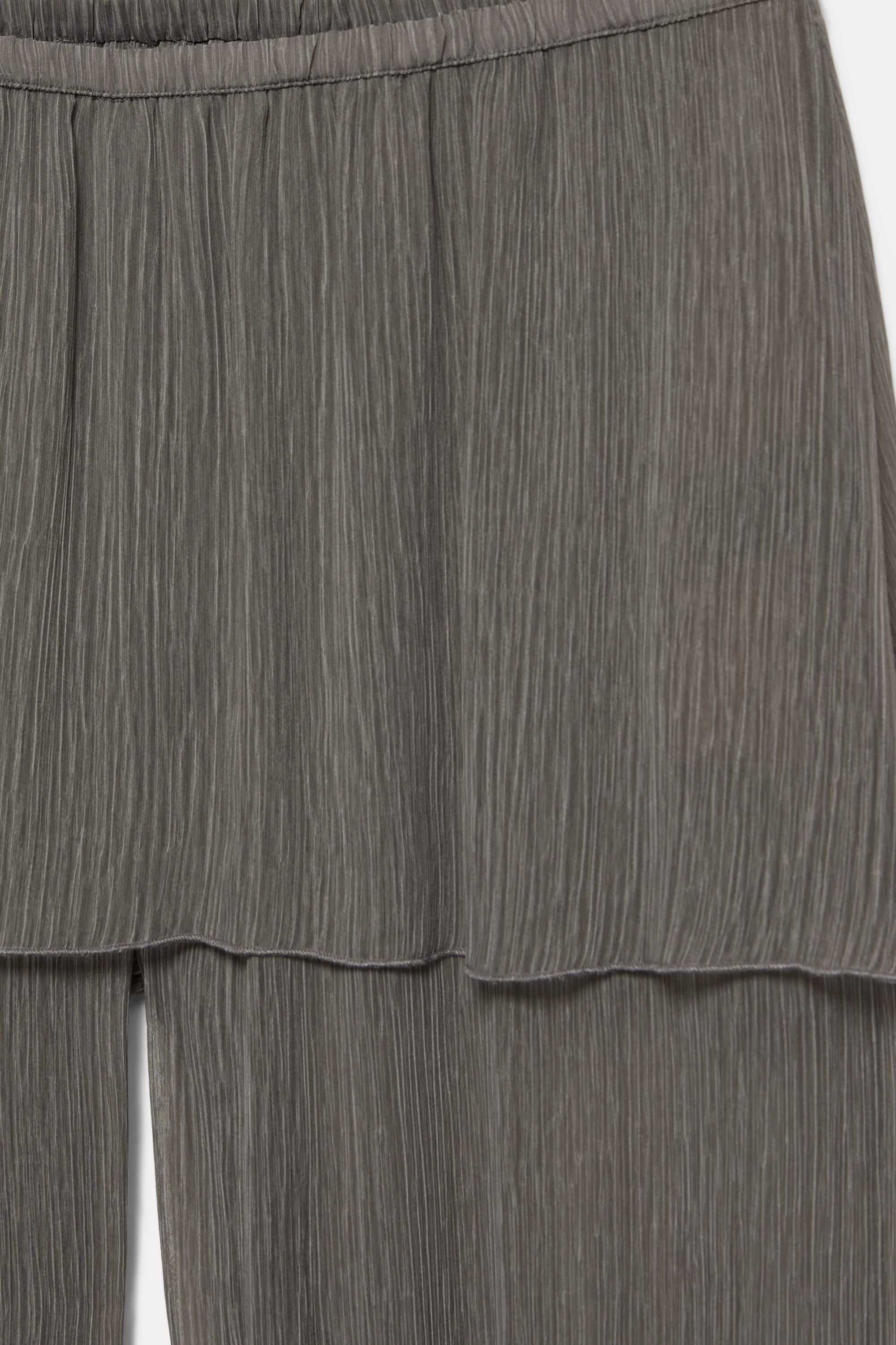 Sarouel trousers with skirt detail — Grey marl