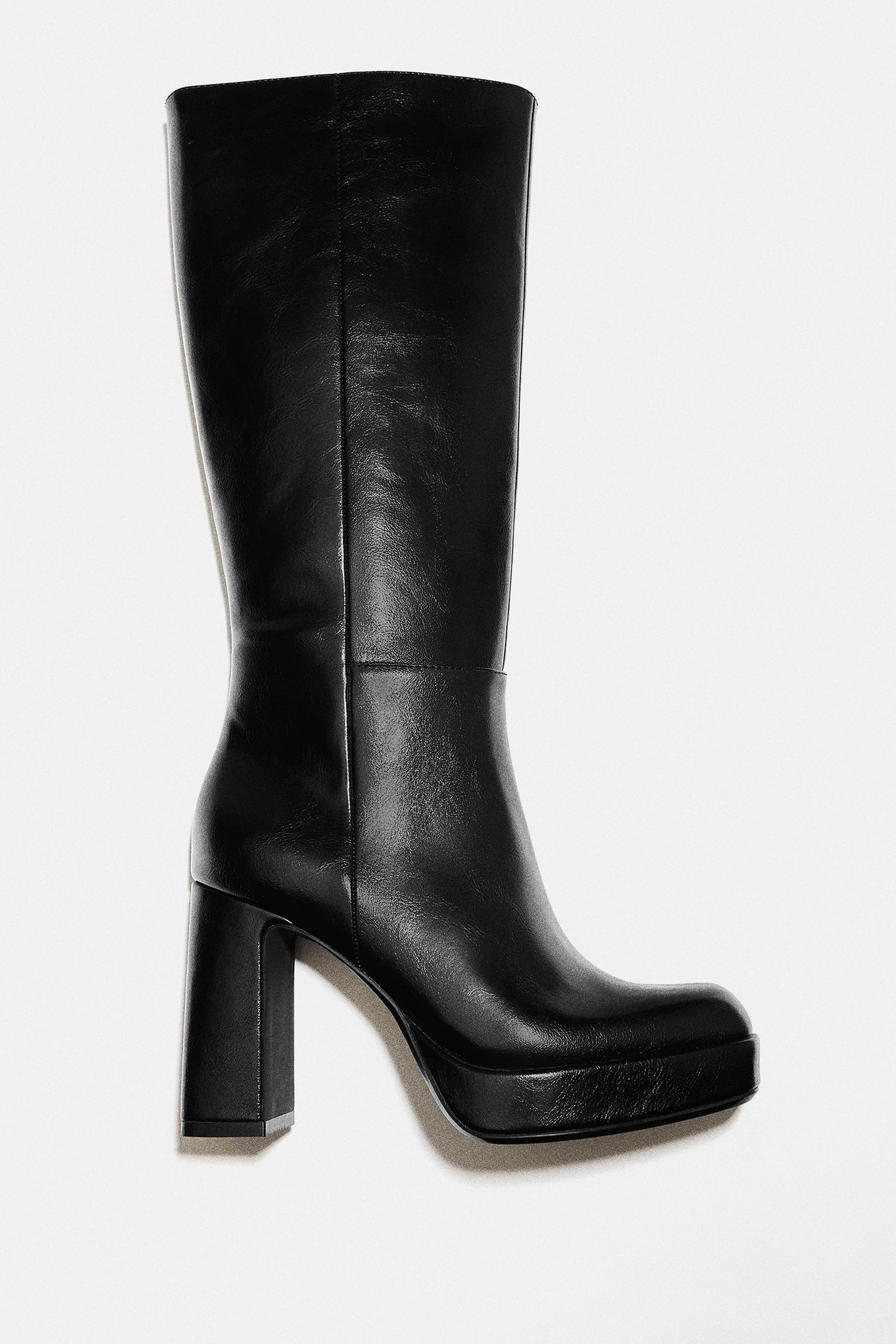 High-heel platform boots — Black