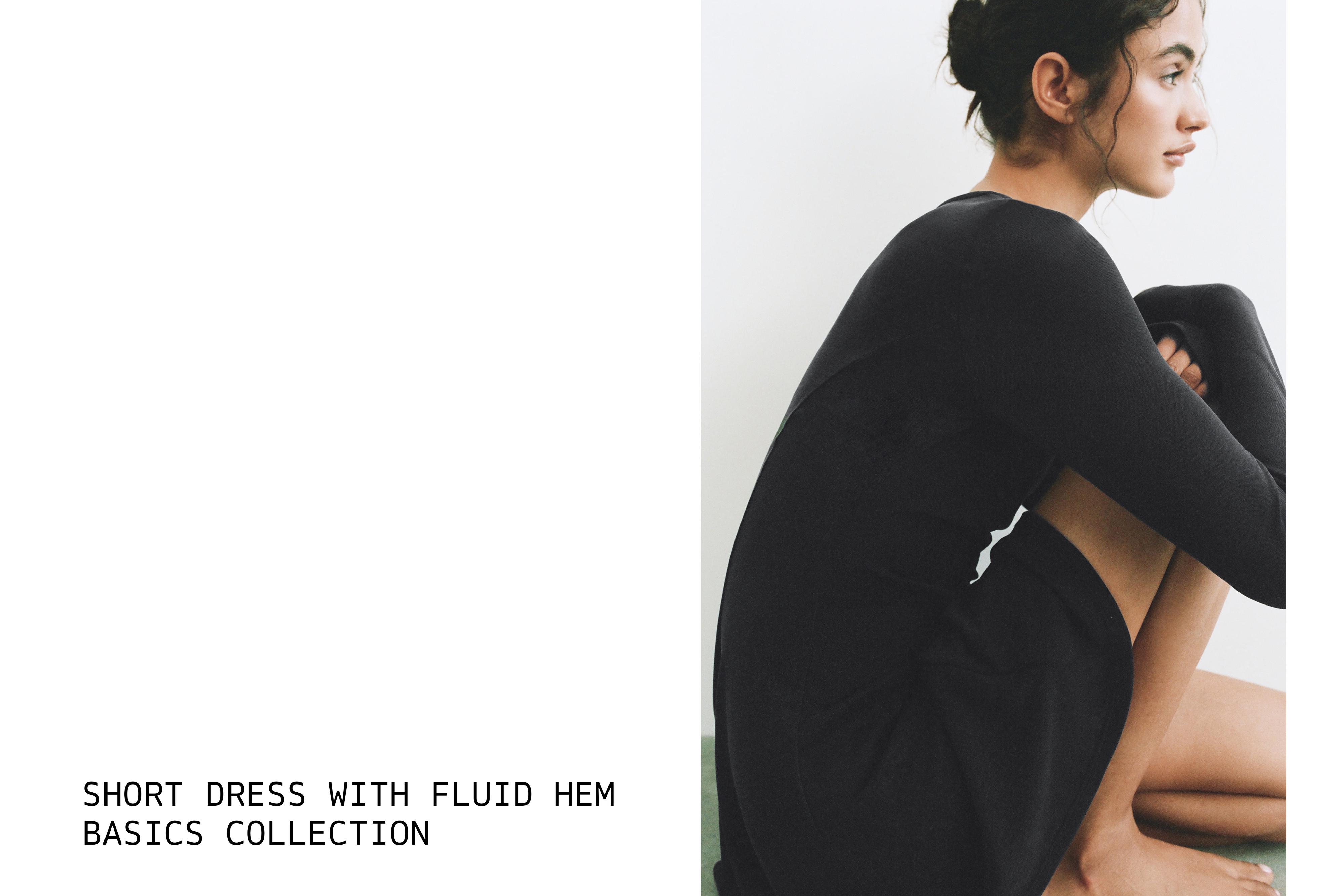 Short cupro dress with a flowing hem — Anthracite grey