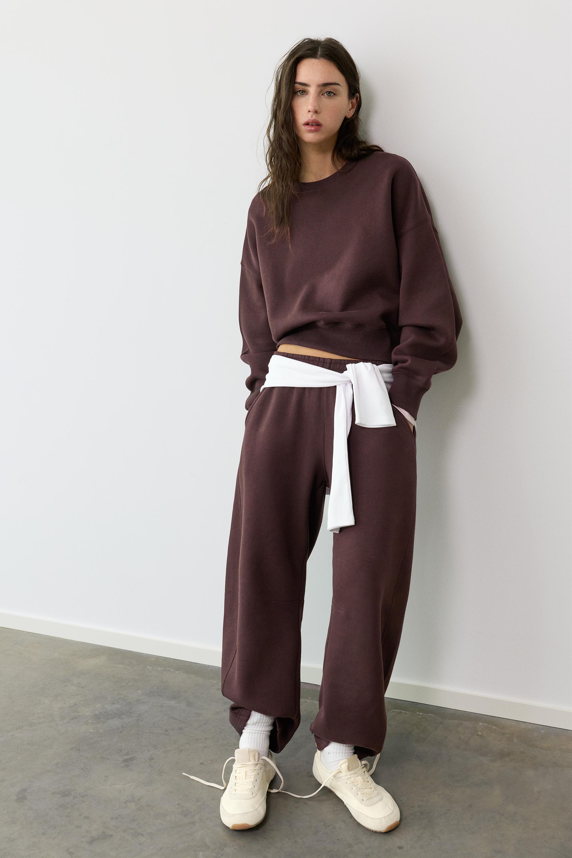 Round neck sweatshirt — Brown