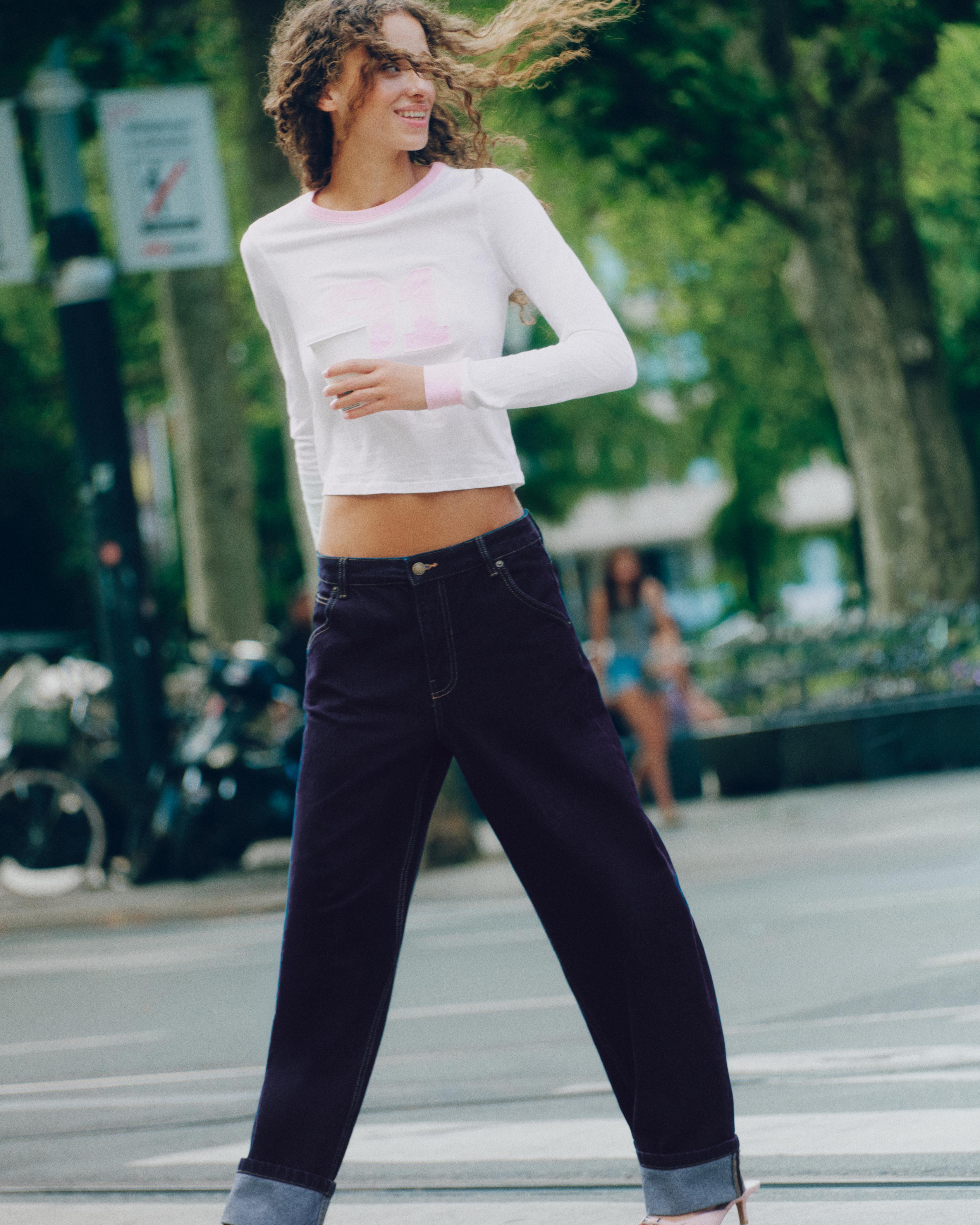 Turn-up hem jeans — Dark navy