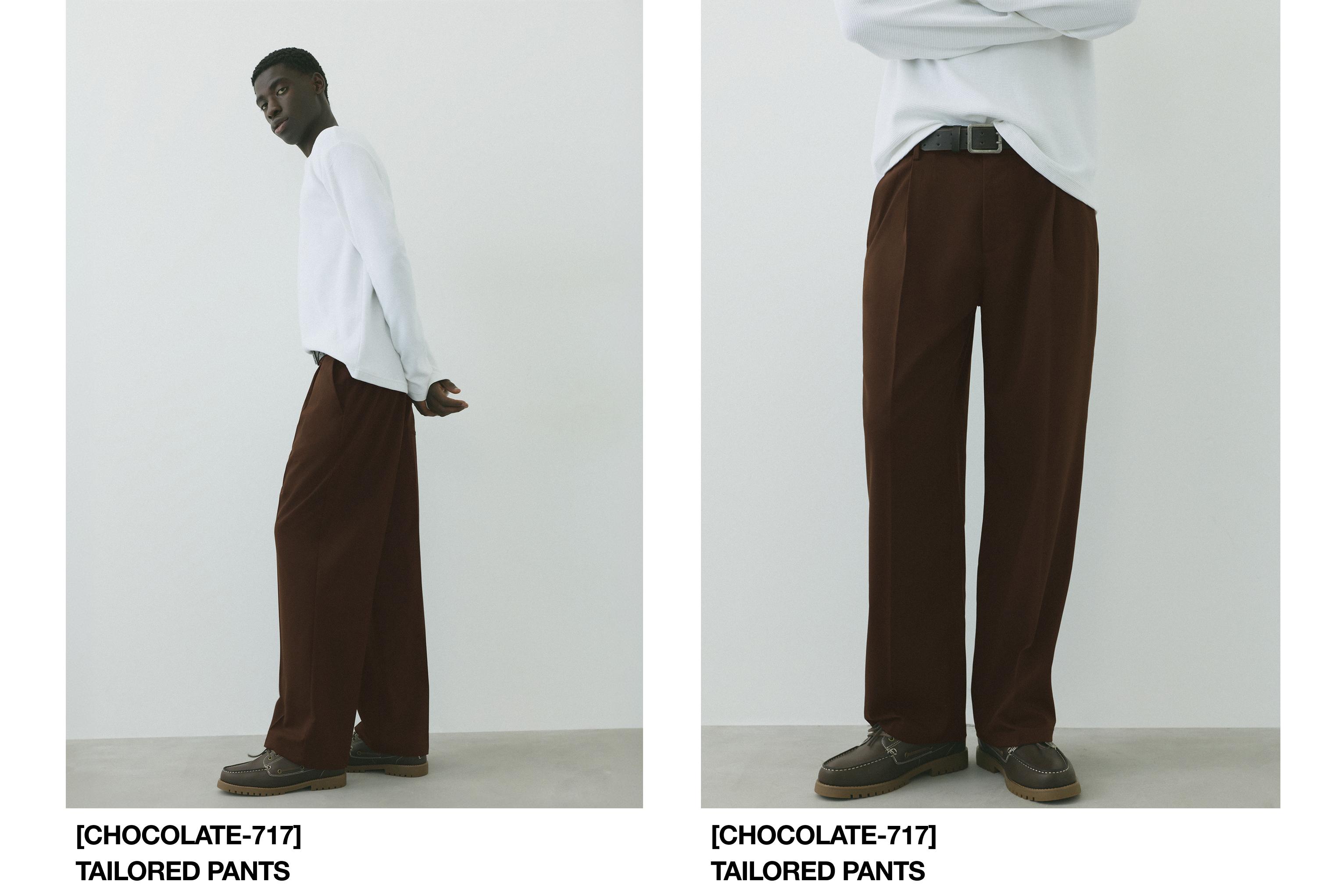 Wide-leg tailored trousers — Chocolate