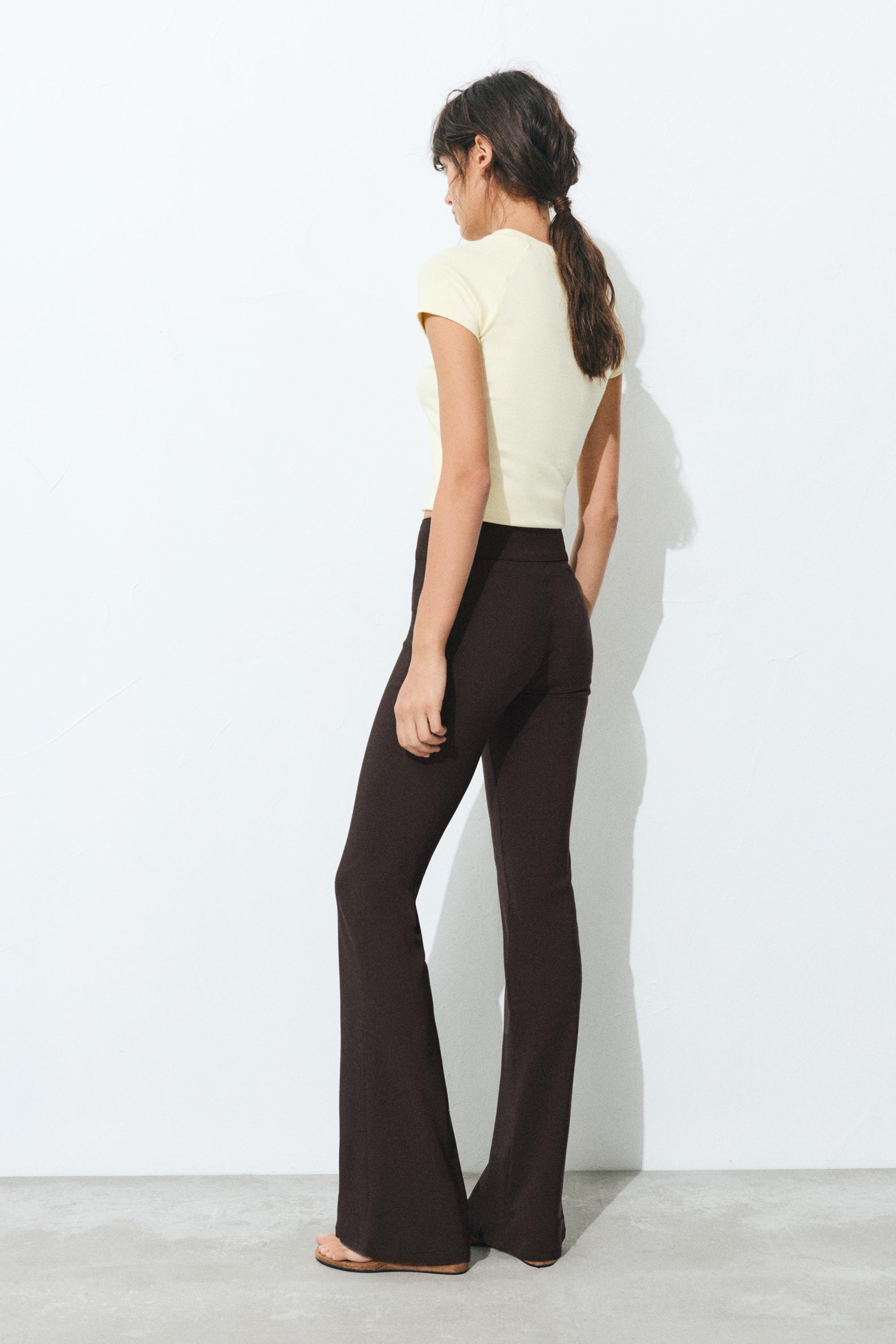 Mid-waist bootcut trousers — Brown