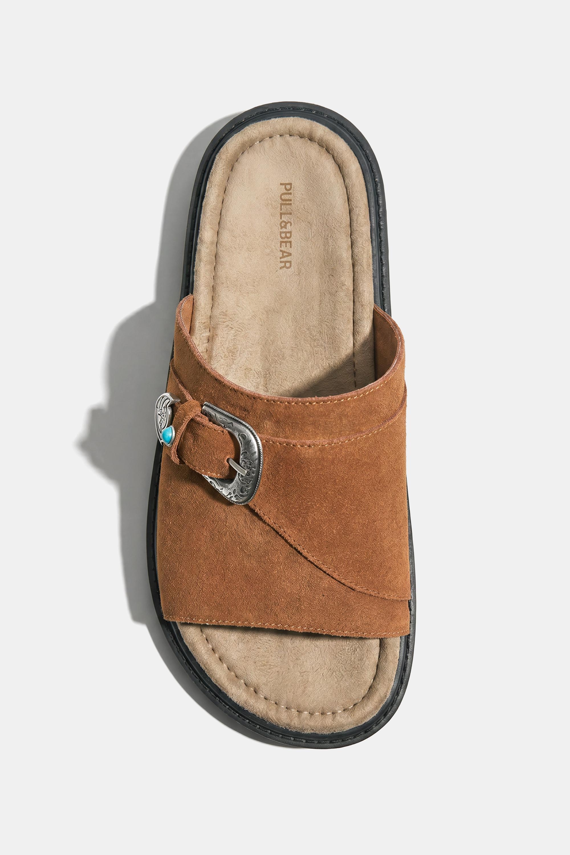 Leather cowboy sandals — Brown