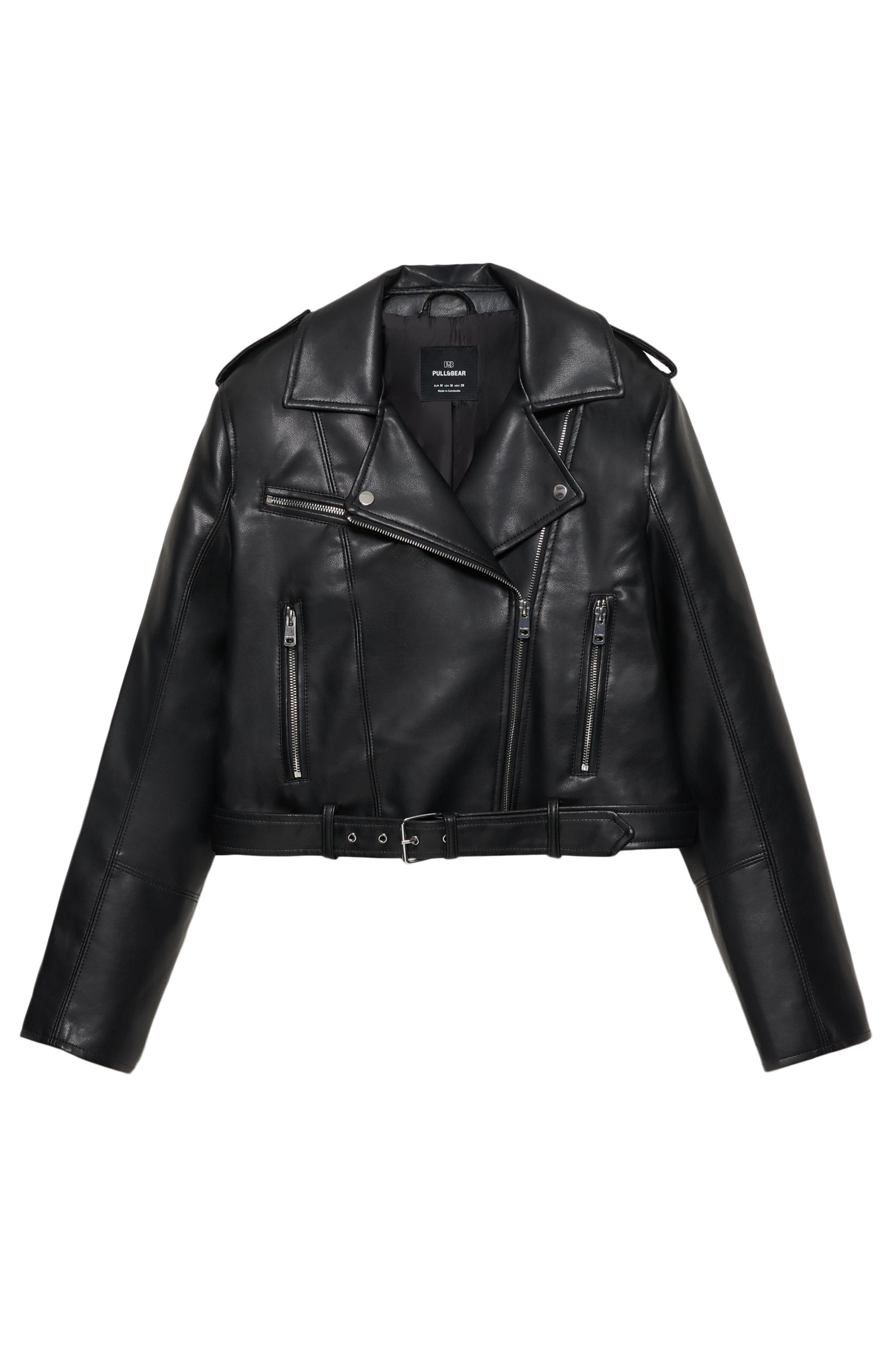 Suni deri biker ceket - Görsel 10