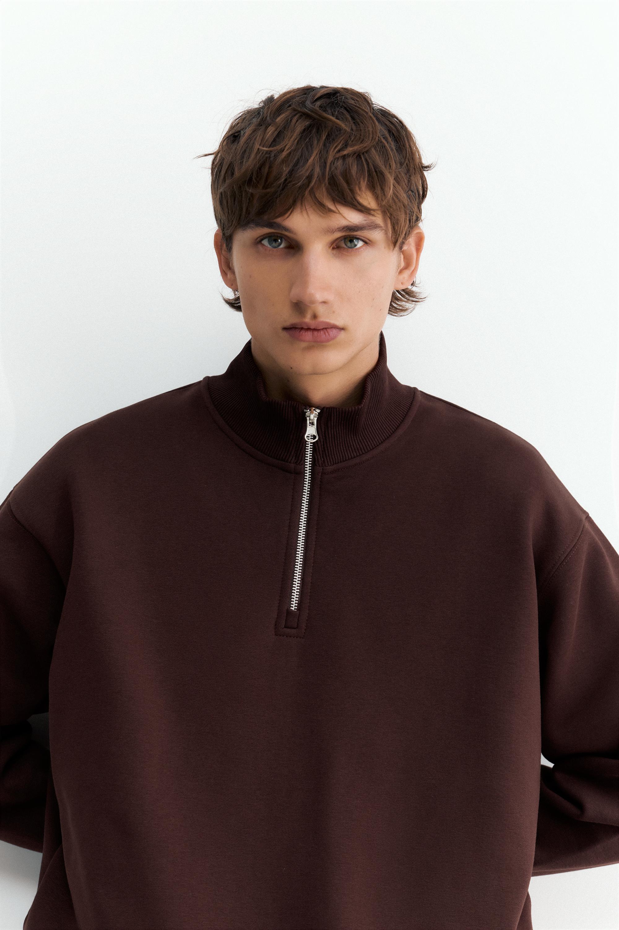 Quarter-zip sweatshirt — Brown