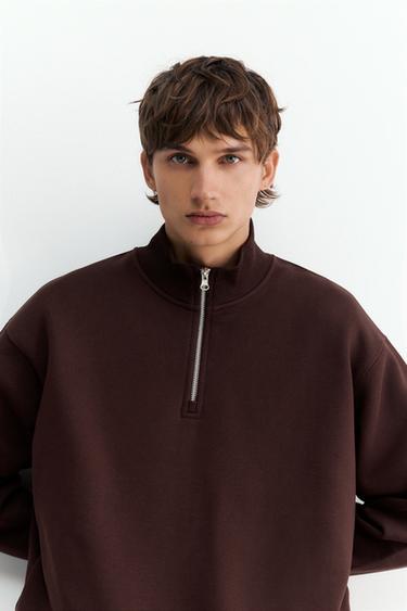 Quarter-zip sweatshirt — Brown 3