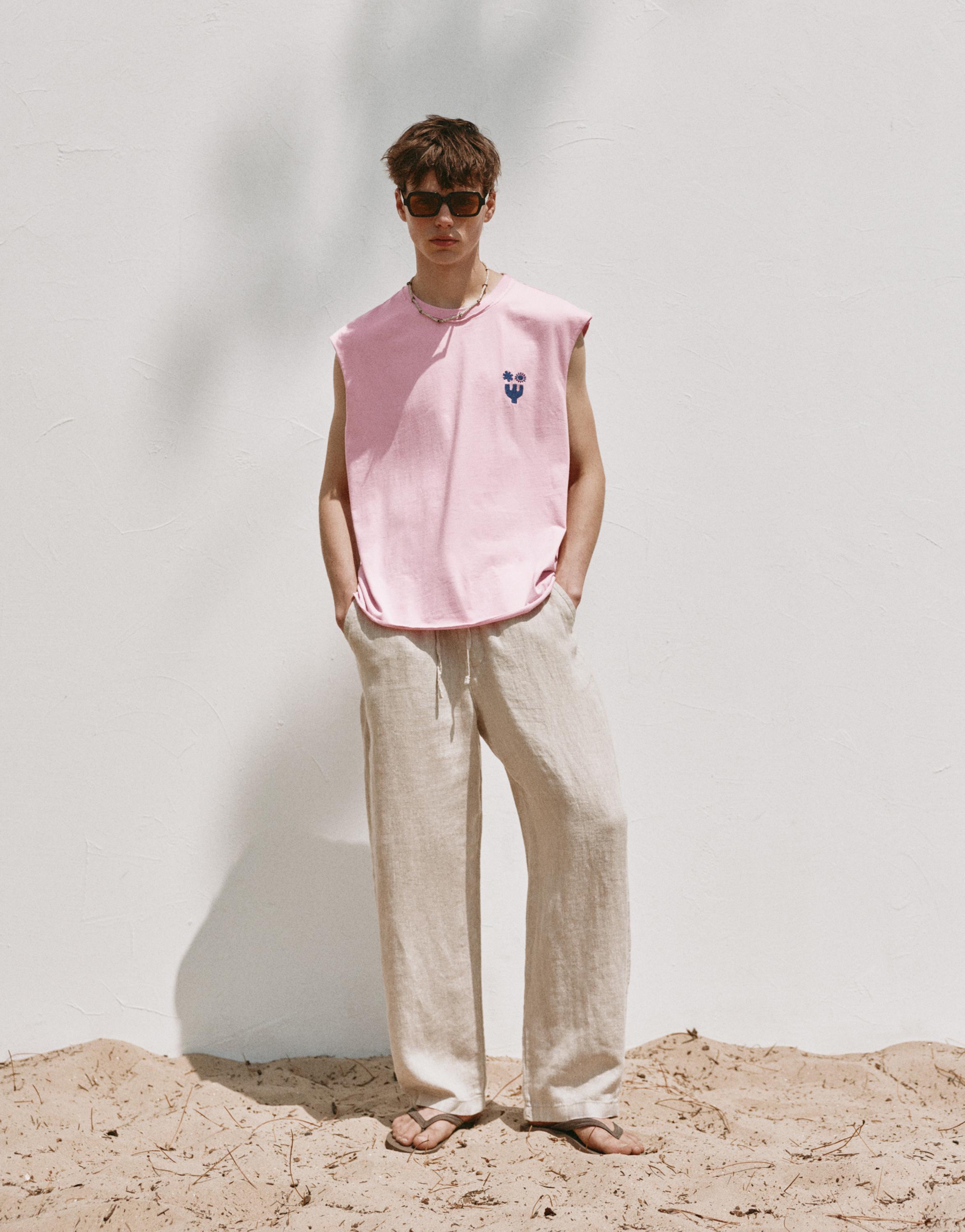 Ibiza boxy sleeveless T-shirt — Pink
