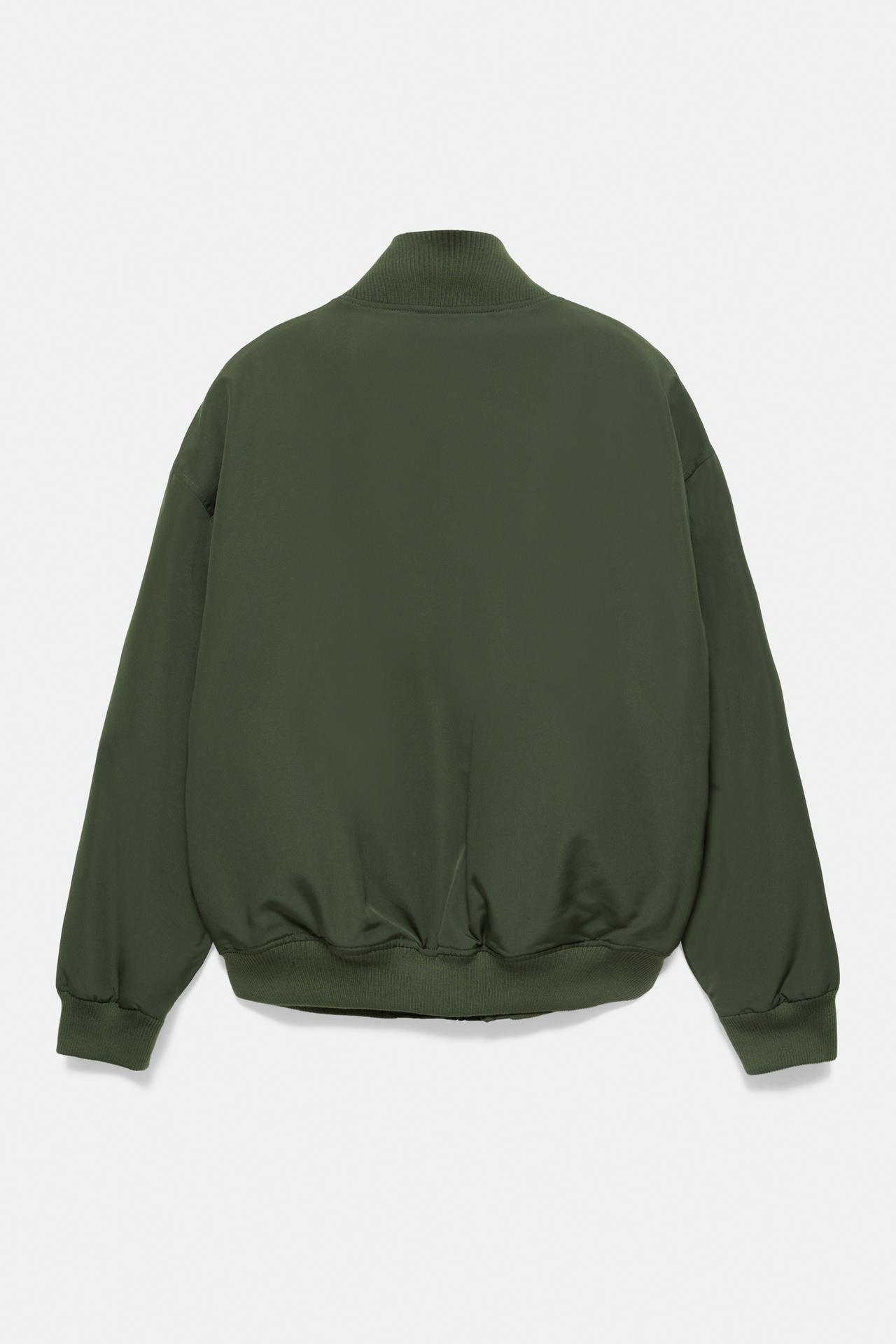Racing graphic puffer jacket — Green marl