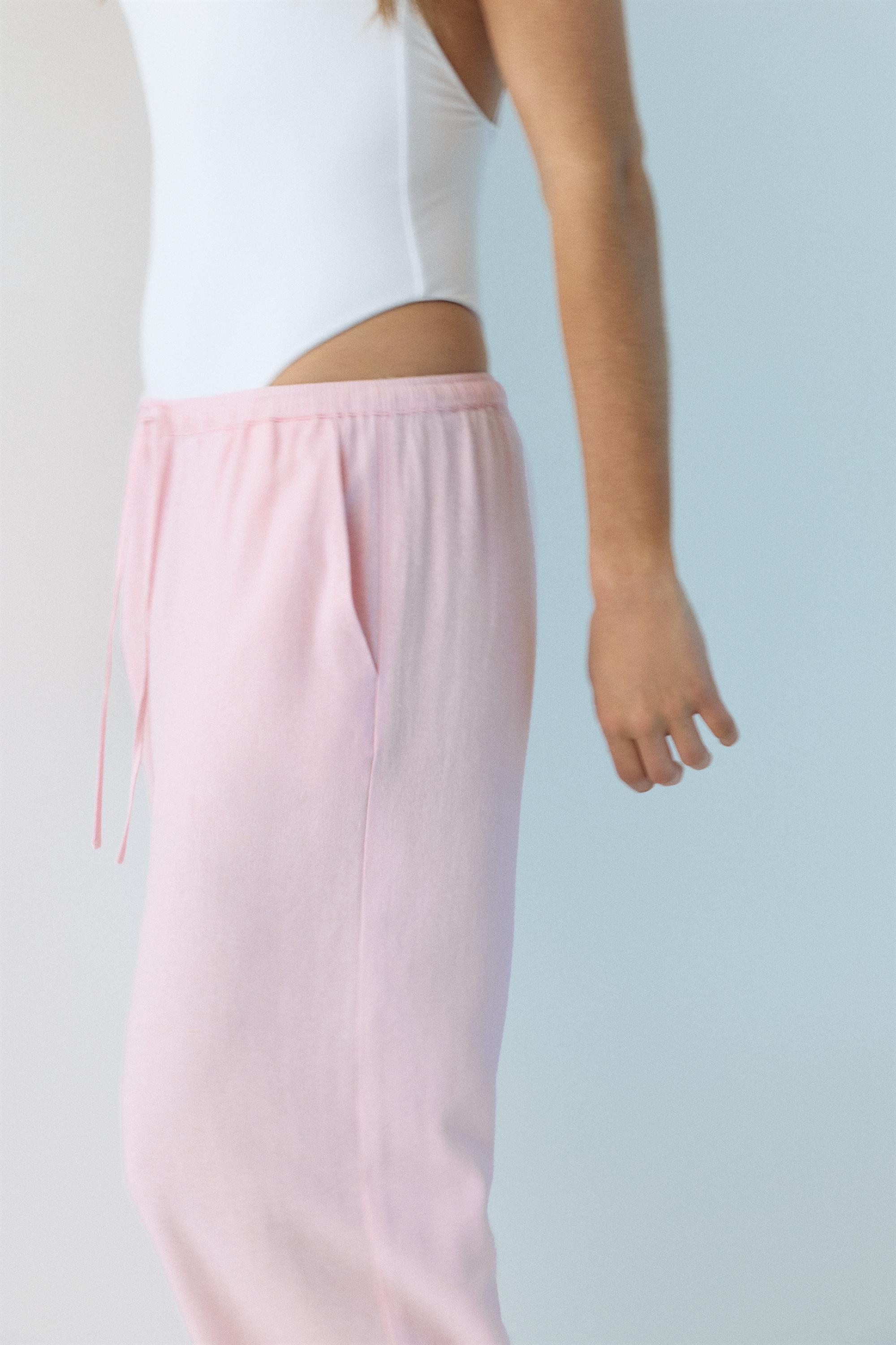 Flowy trousers with linen — Pastel pink